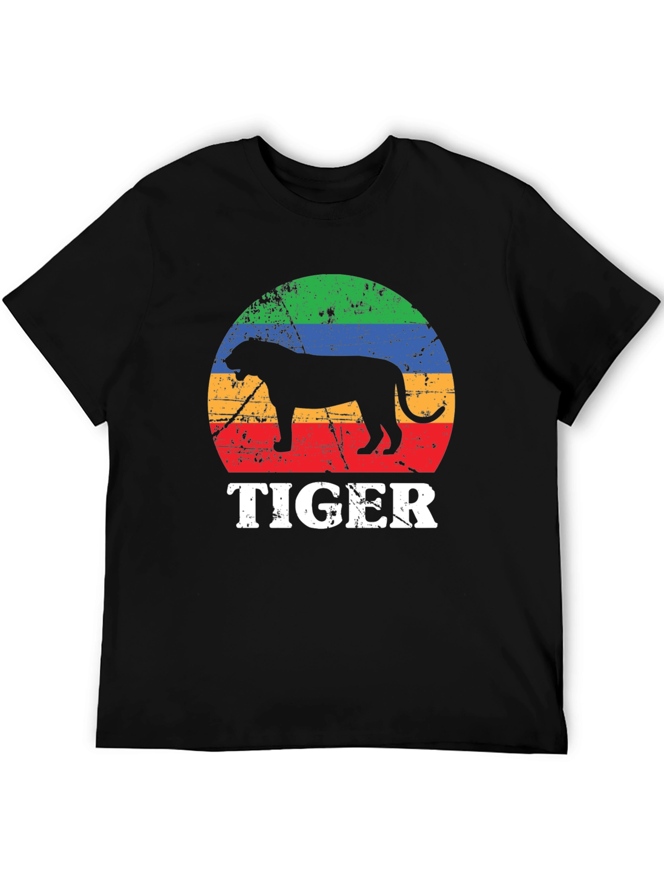 Retro Tiger Graphic Tee - Unisex Black T-Shirt