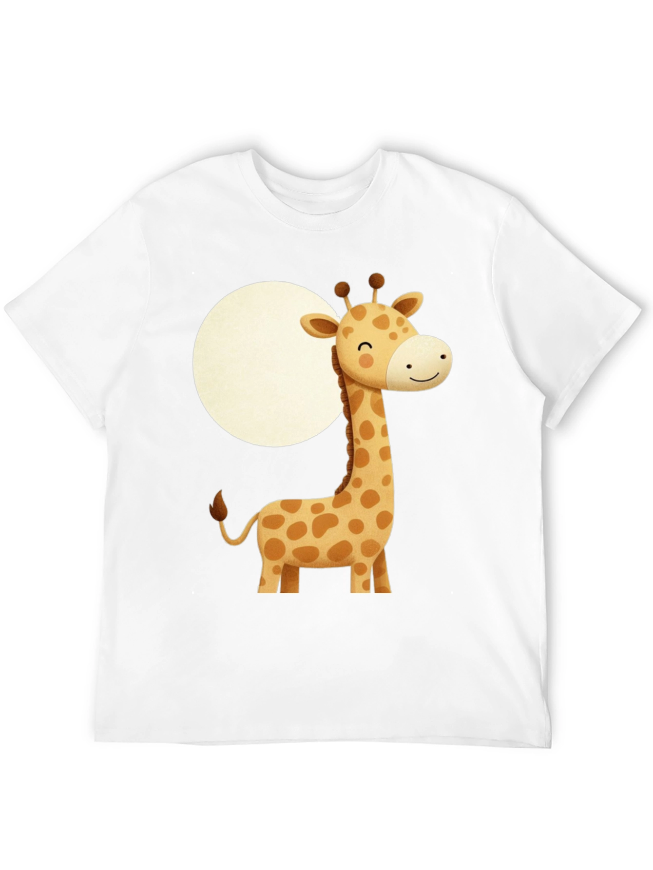 Cute Giraffe Graphic Print Black T-Shirt