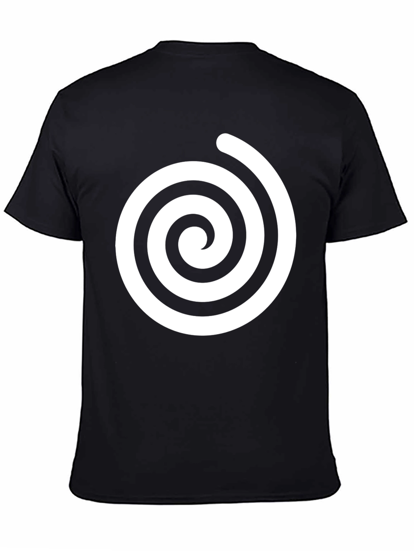 Black T-Shirt with White Swirl Graphic