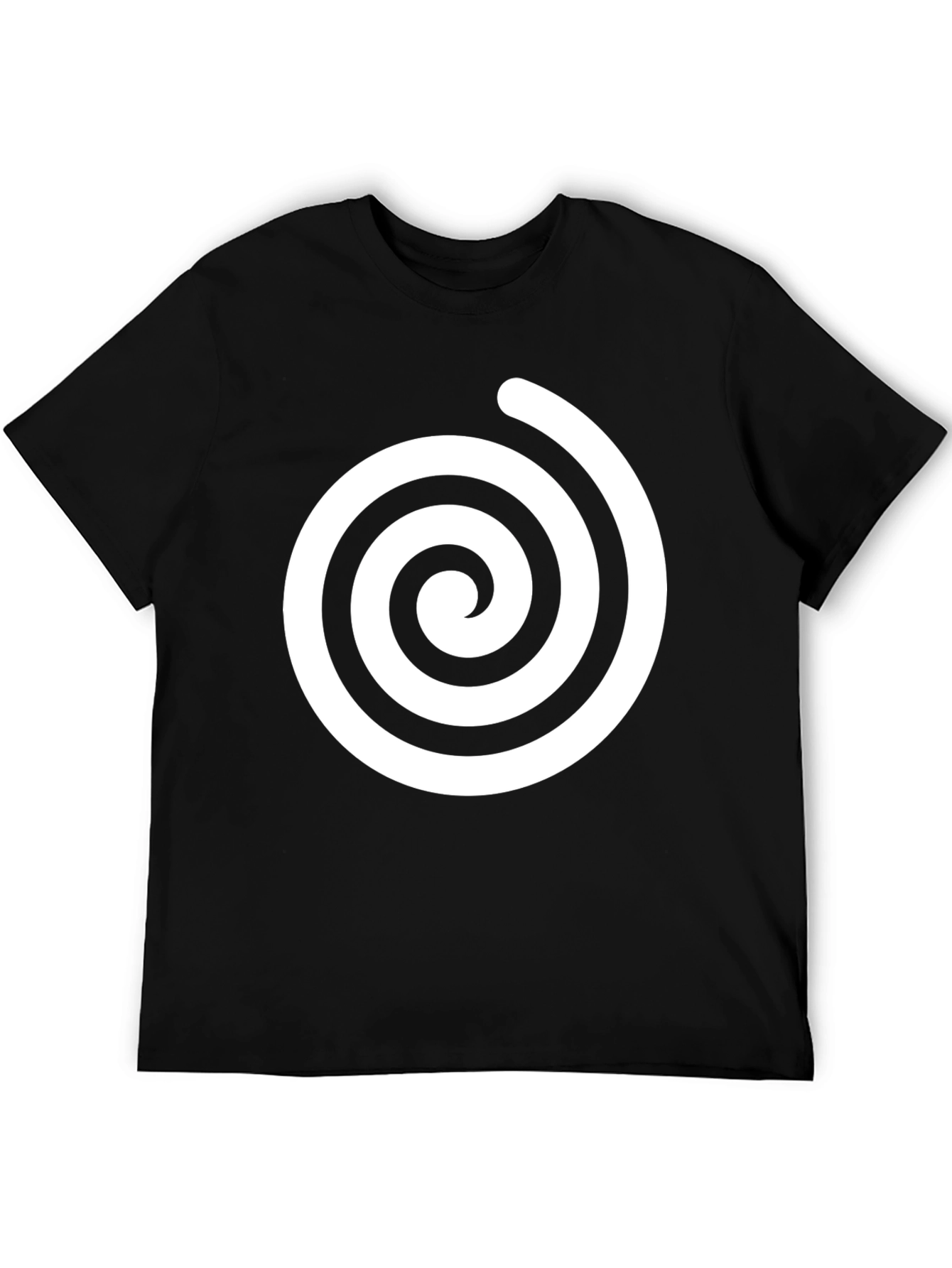 Black T-Shirt with White Swirl Graphic