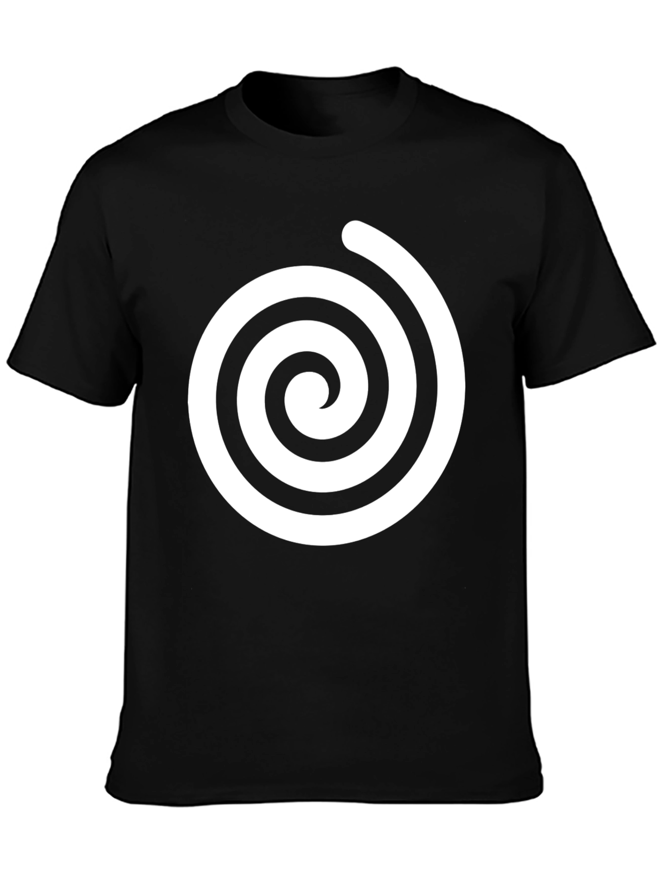 Black T-Shirt with White Swirl Graphic