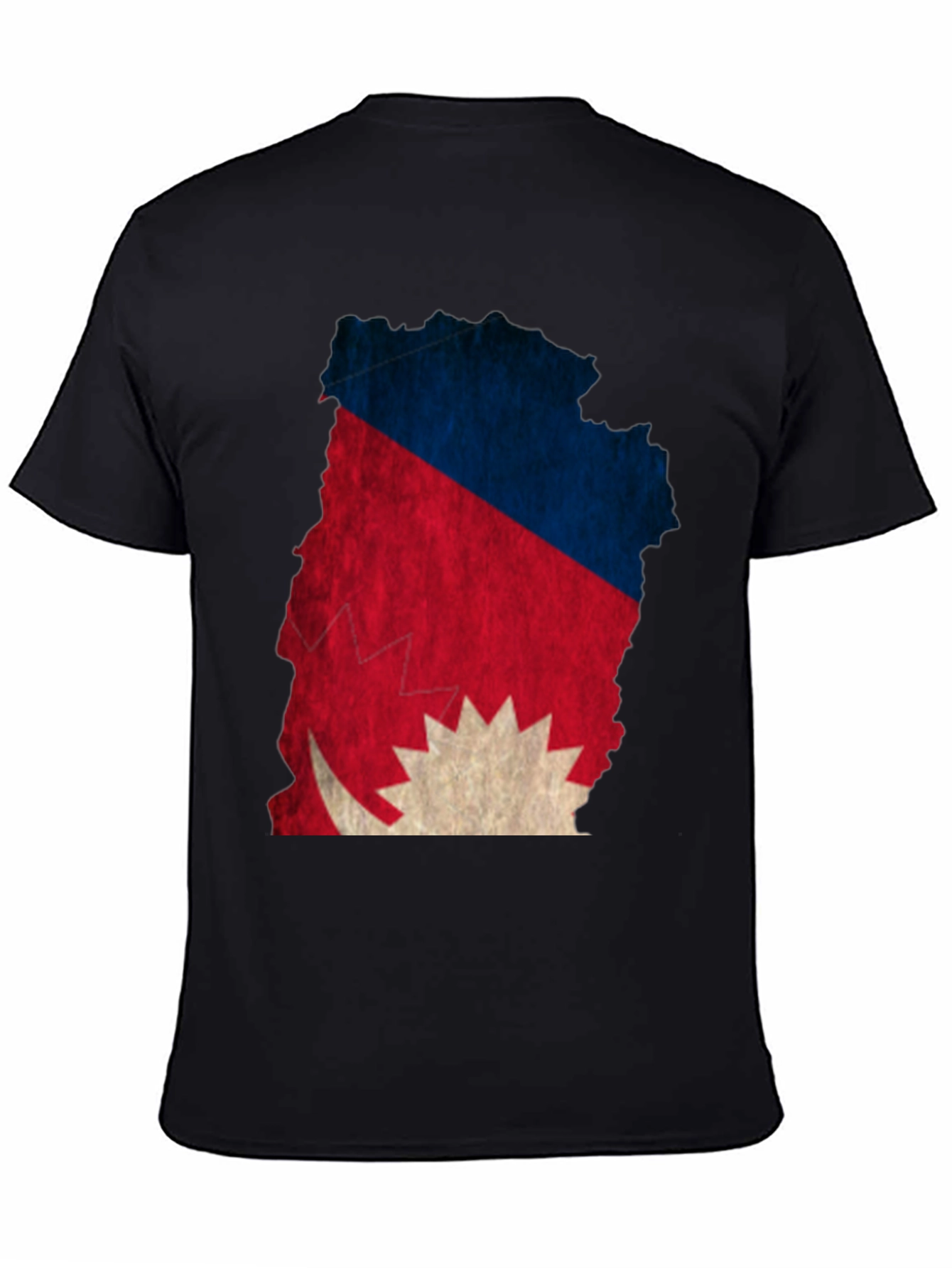 Nepal Flag Map Graphic Tee - Black T-Shirt