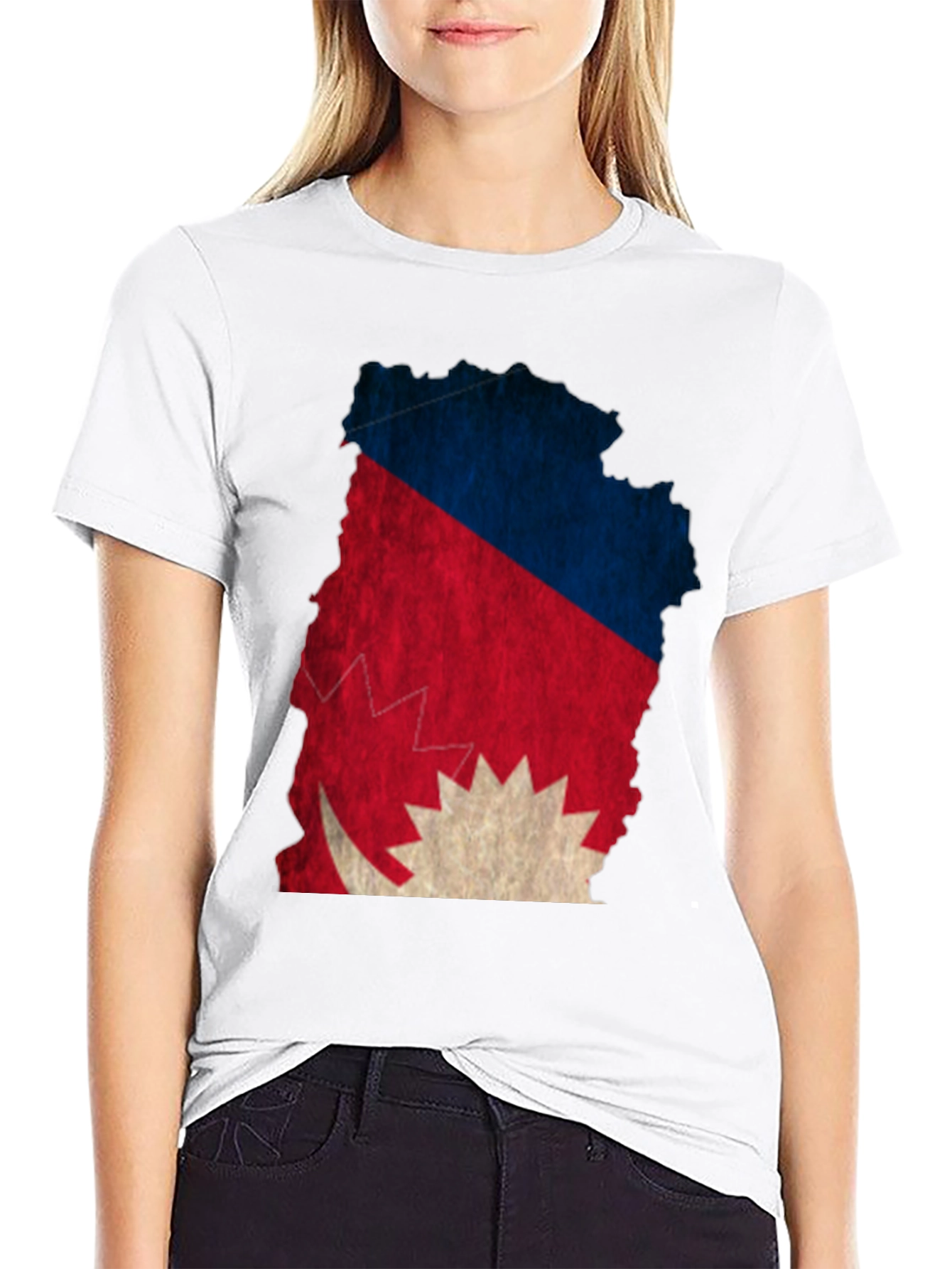 Nepal Flag Map Graphic Tee - Black T-Shirt