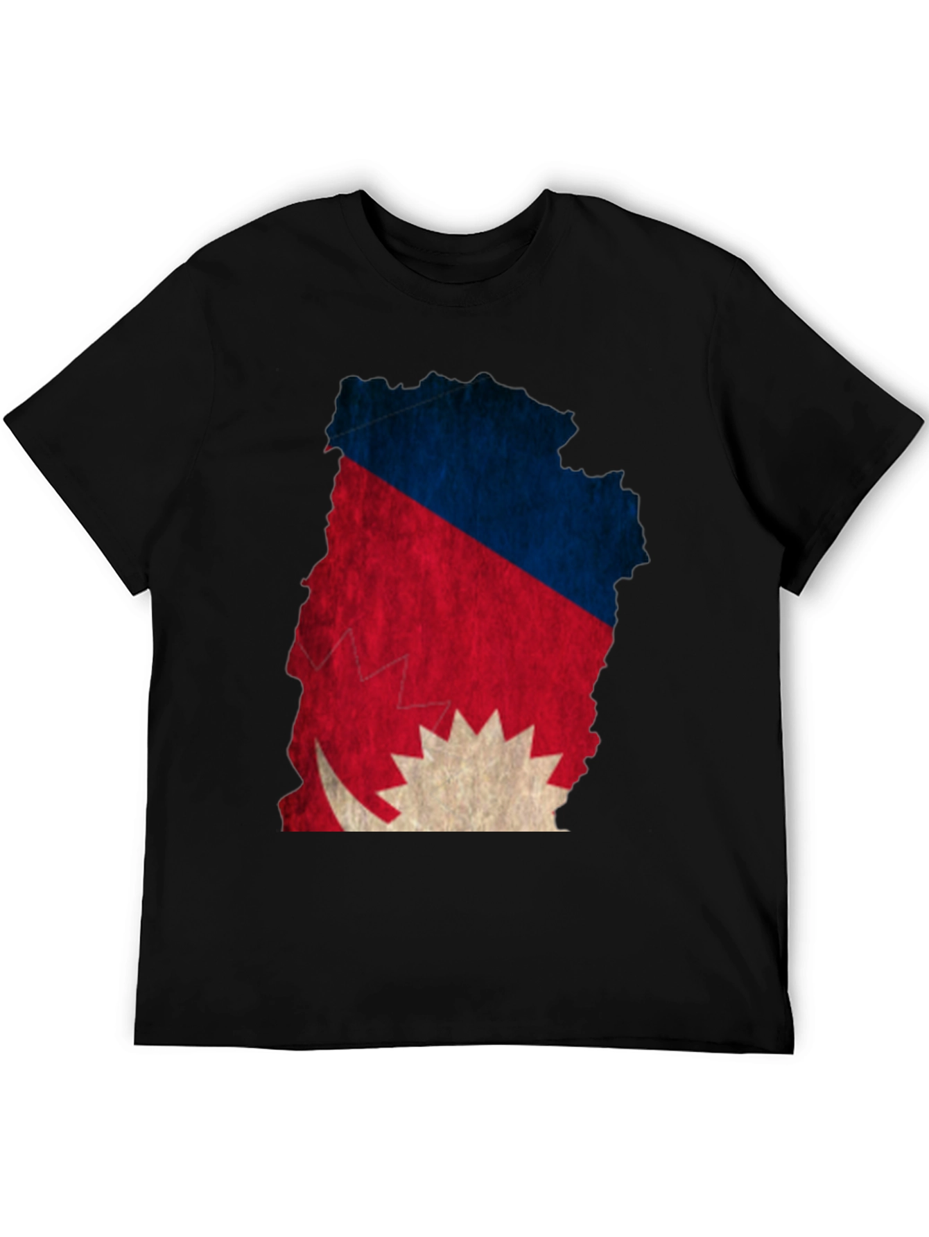 Nepal Flag Map Graphic Tee - Black T-Shirt