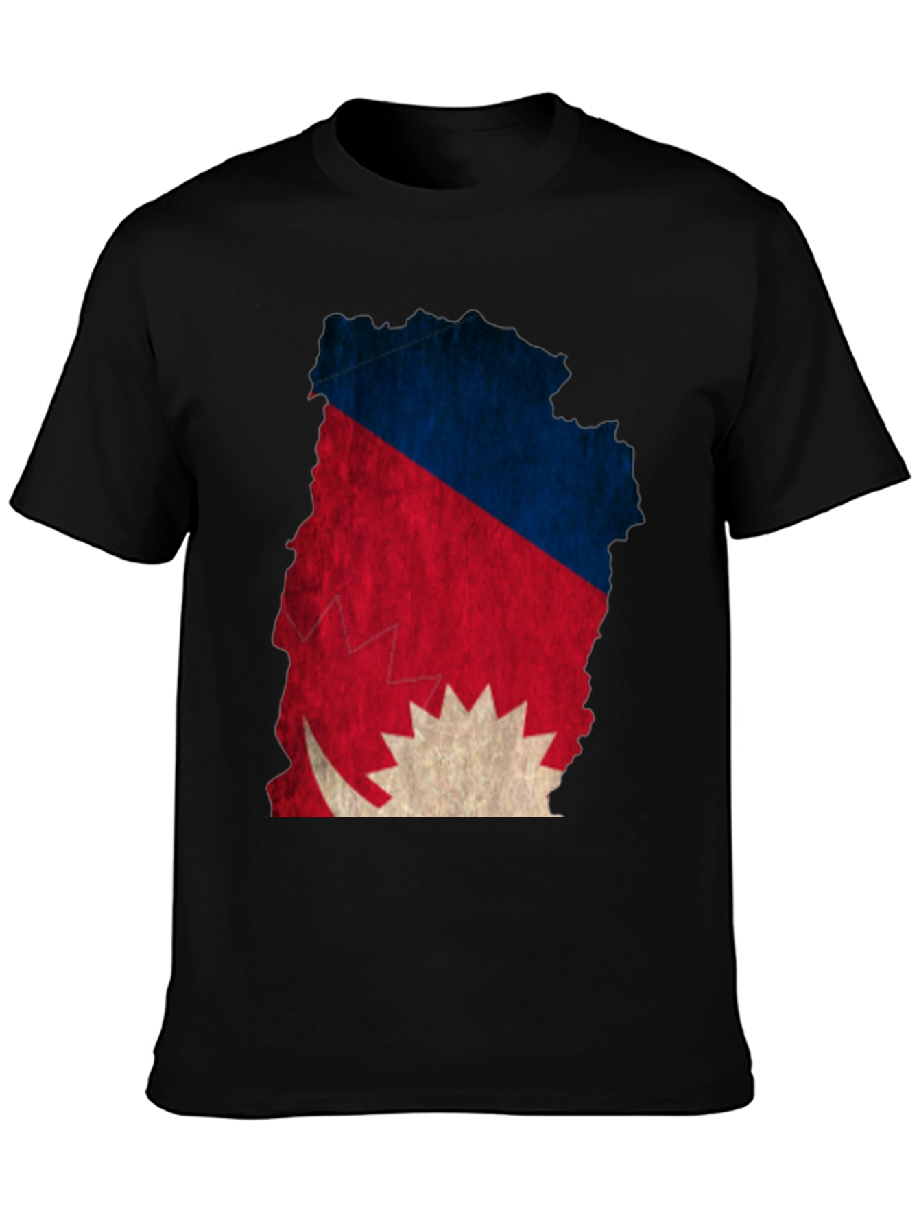 Nepal Flag Map Graphic Tee - Black T-Shirt