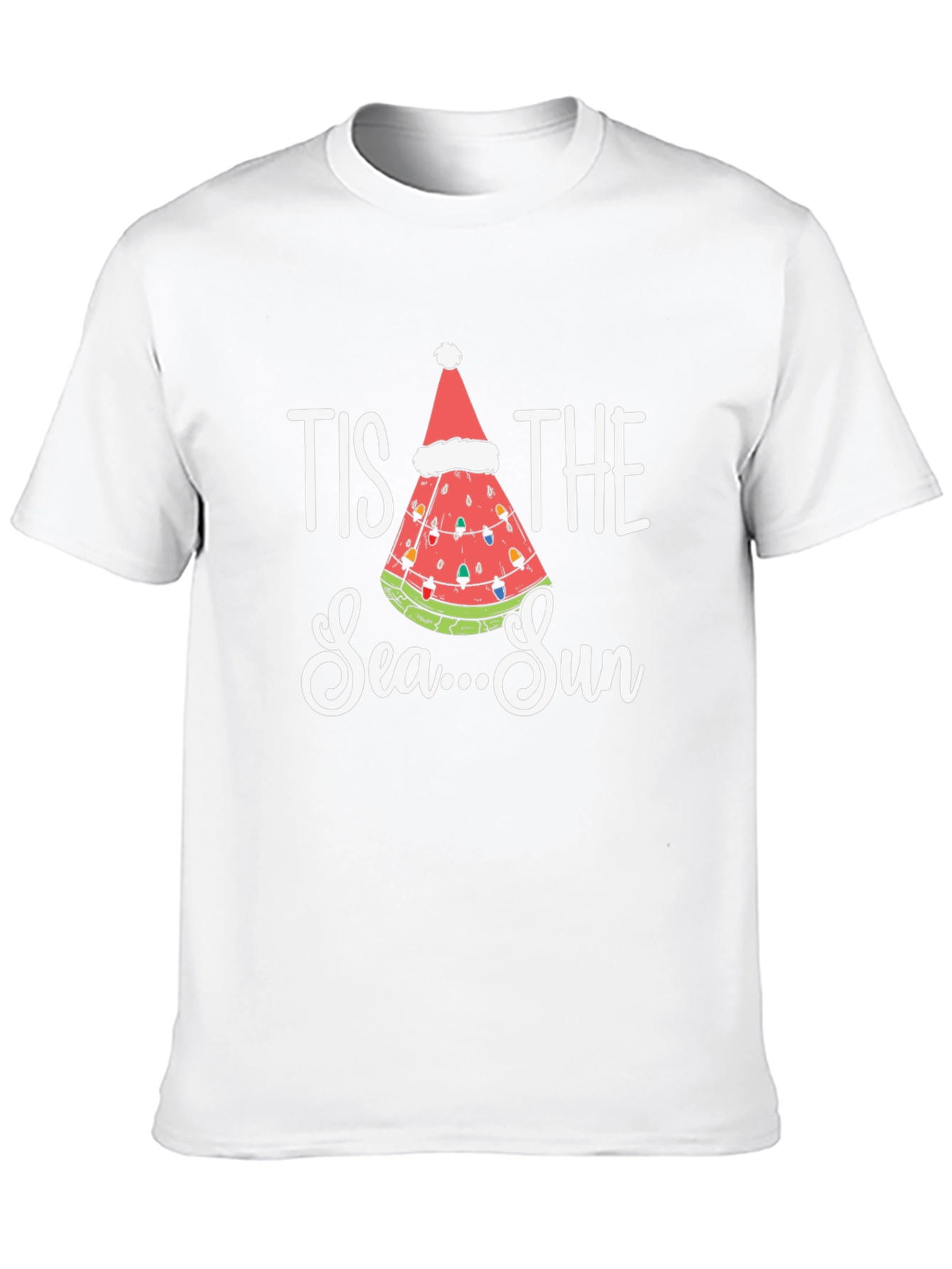 Tis The Sea-Sun T-Shirt - Watermelon Christmas Tee