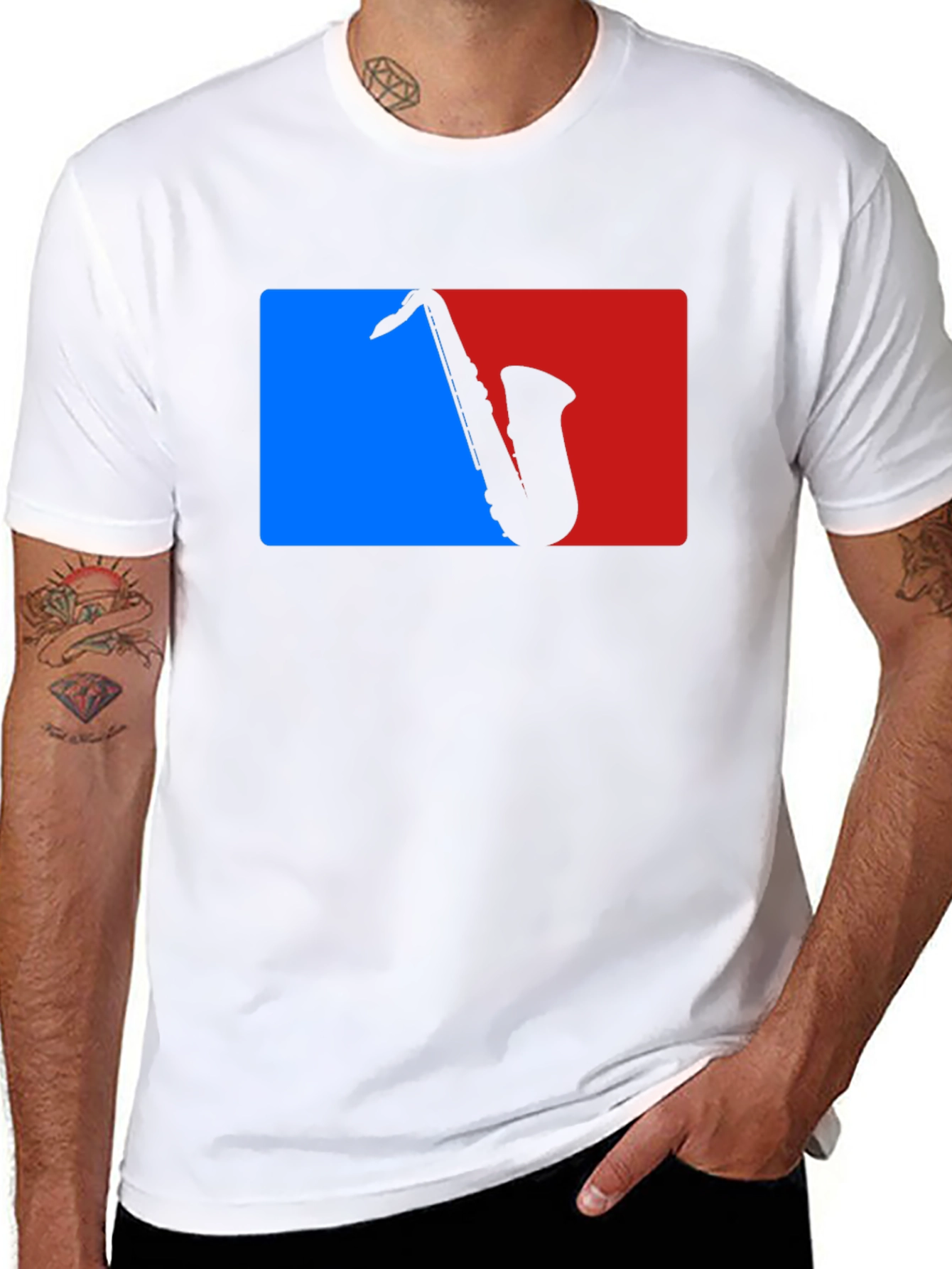 Saxophone Silhouette Graphic Tee - Music Lovers T-Shirt
