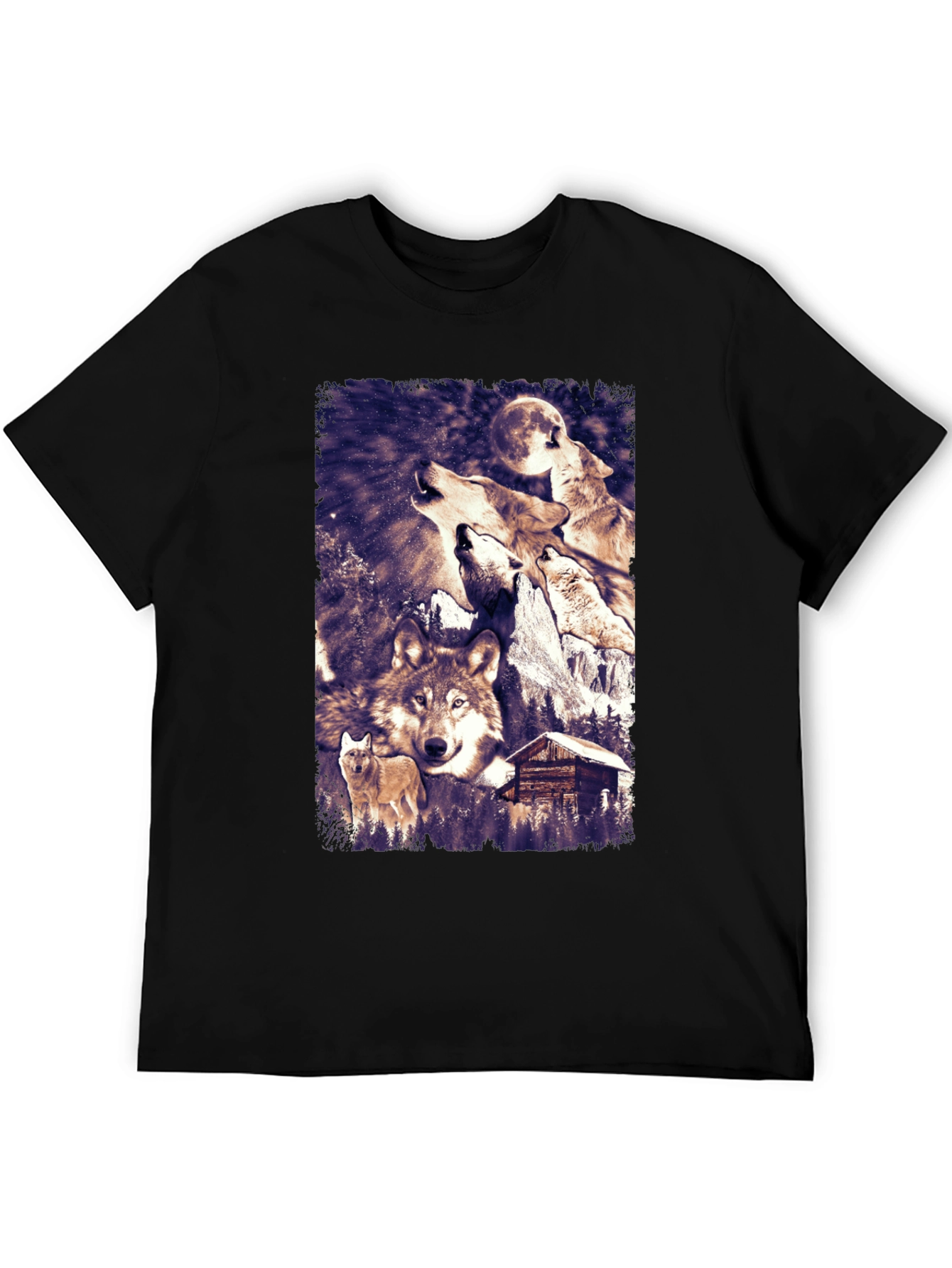 Wolf Pack Moon Graphic Tee - Black T-Shirt