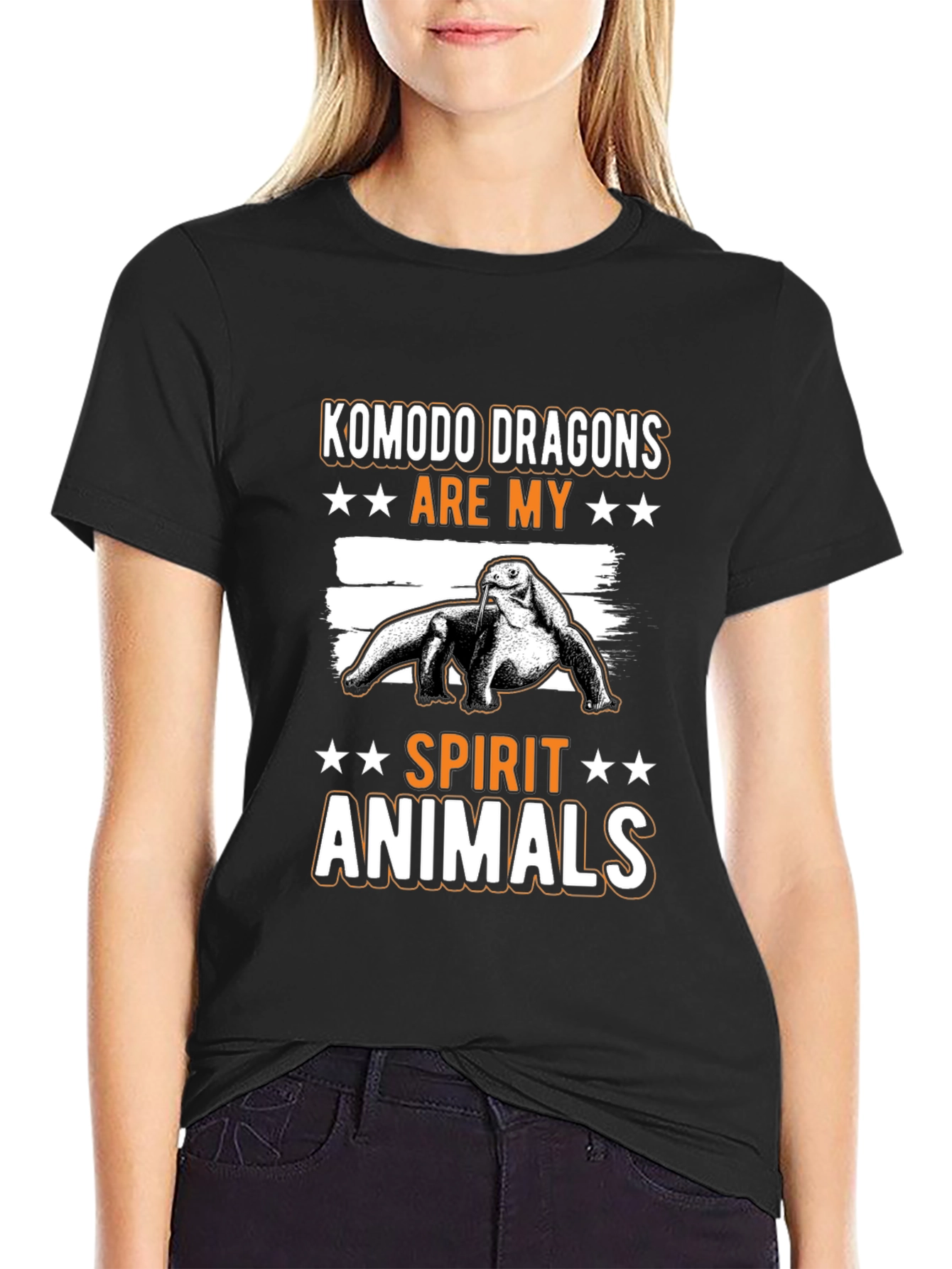 Komodo Dragon Spirit Animal Graphic Tee - Black