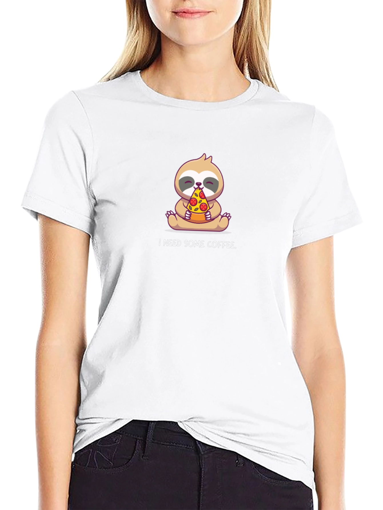 Sloth Pizza T-Shirt - I Need Some Coffee