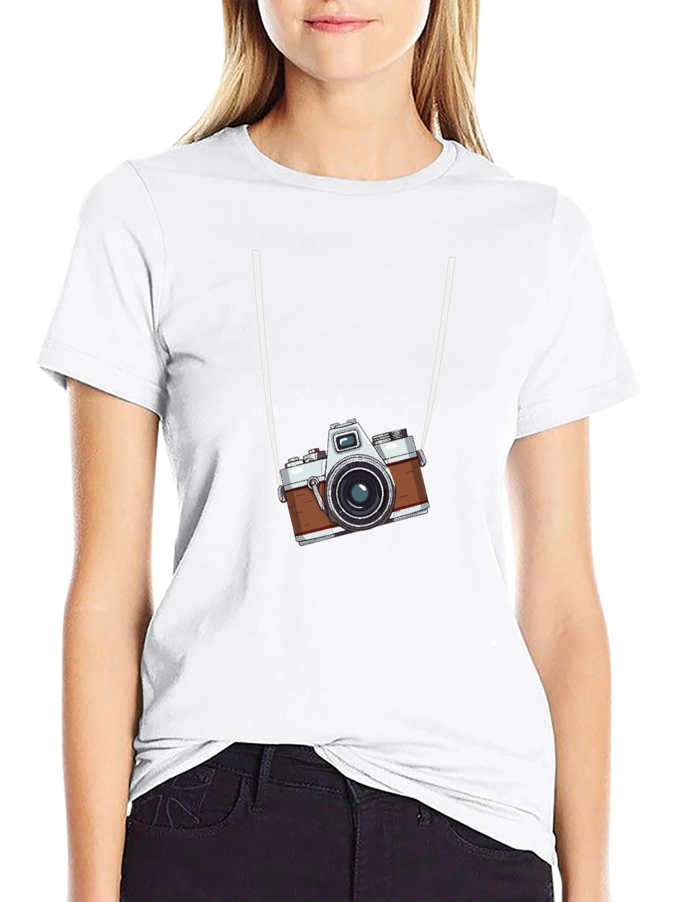 Retro Camera Graphic Black T-Shirt