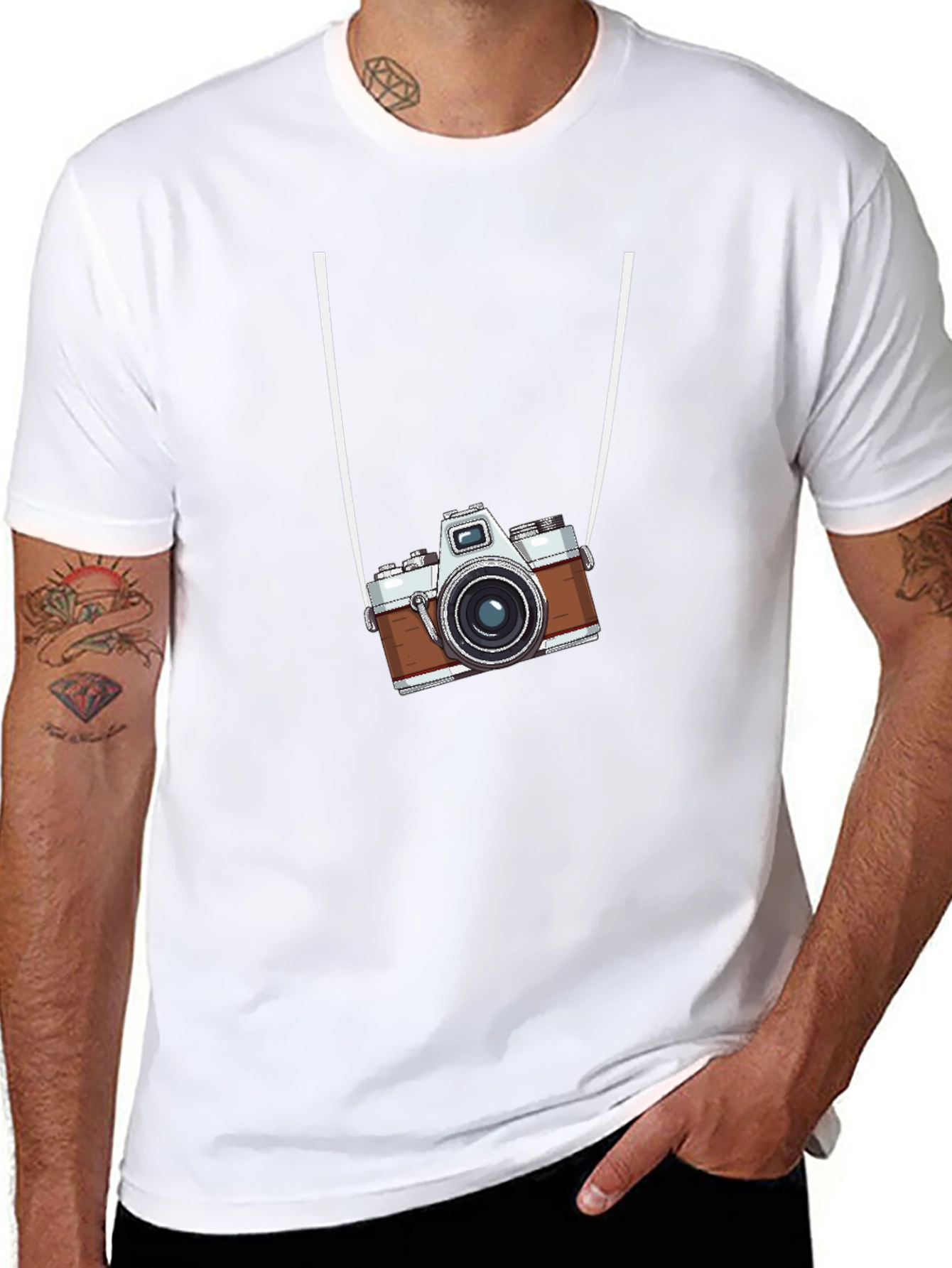 Retro Camera Graphic Black T-Shirt
