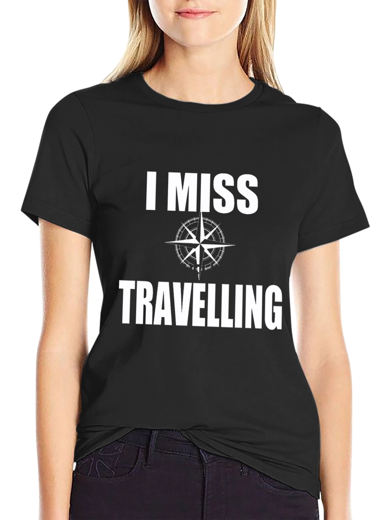I Miss Travelling Compass Black T-Shirt