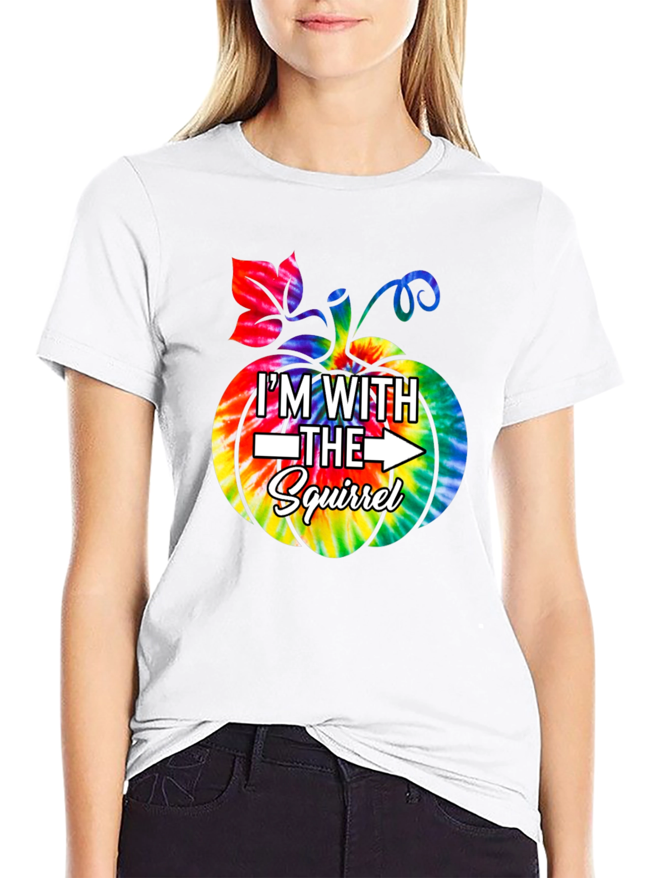 Im With the Squirrel Tie Dye Pumpkin T-Shirt