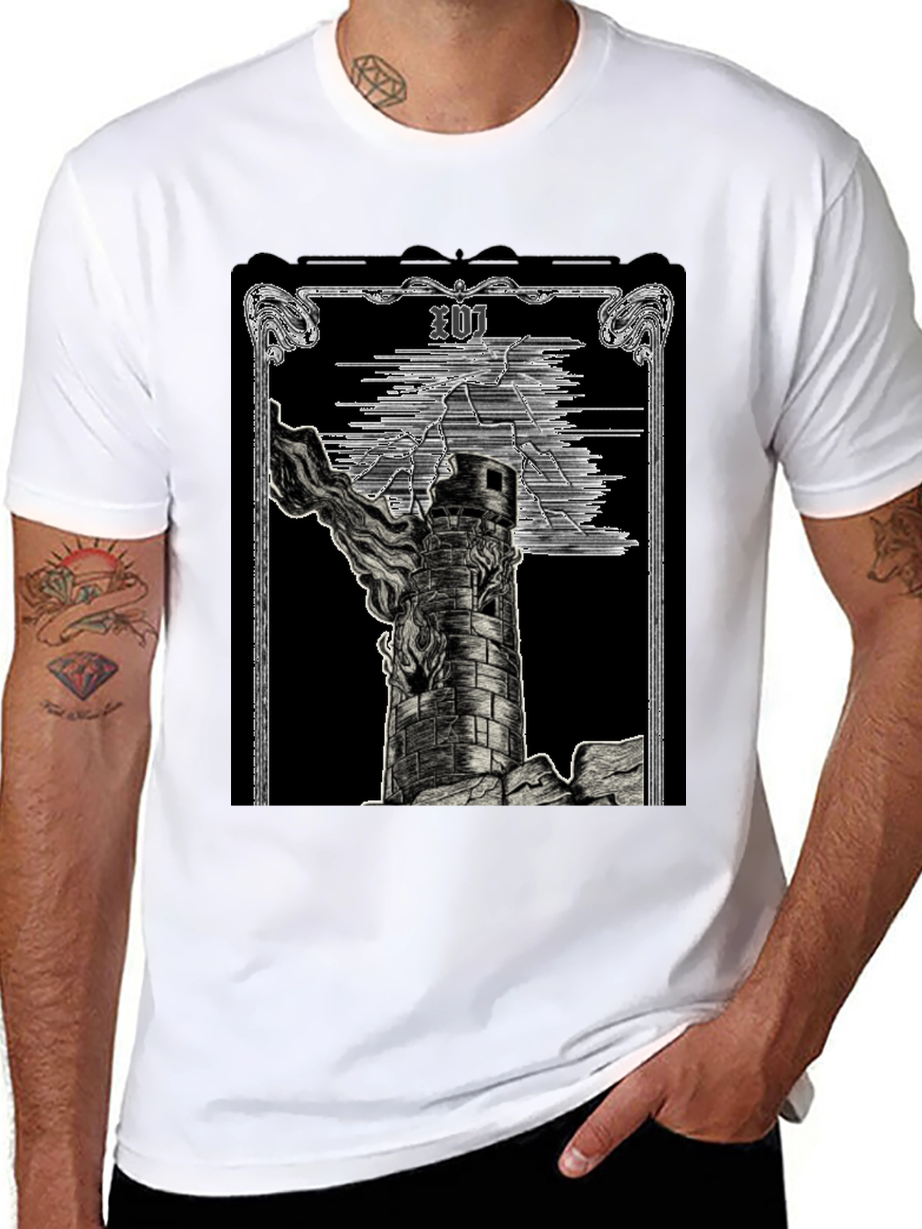 The Tower Tarot Card Graphic T-Shirt