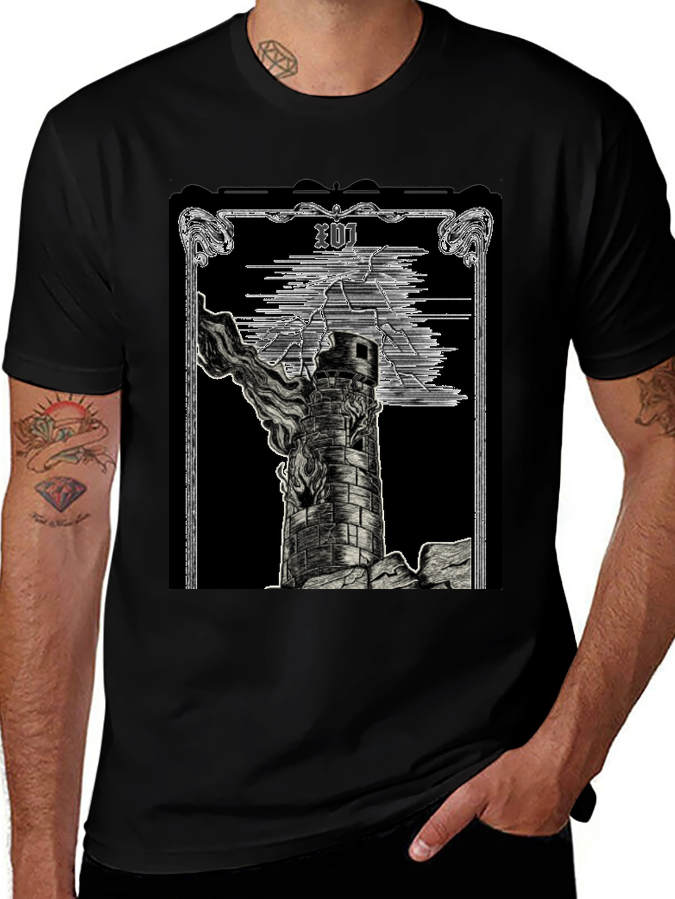 The Tower Tarot Card Graphic T-Shirt