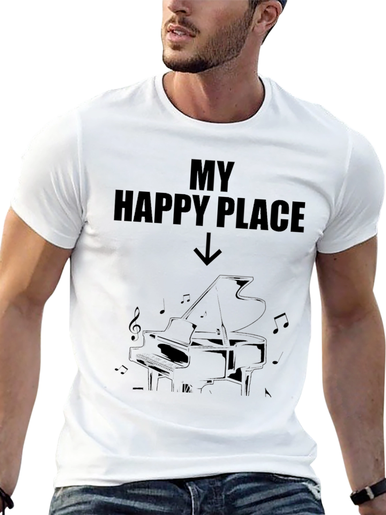My Happy Place Piano T-Shirt Musician Gift