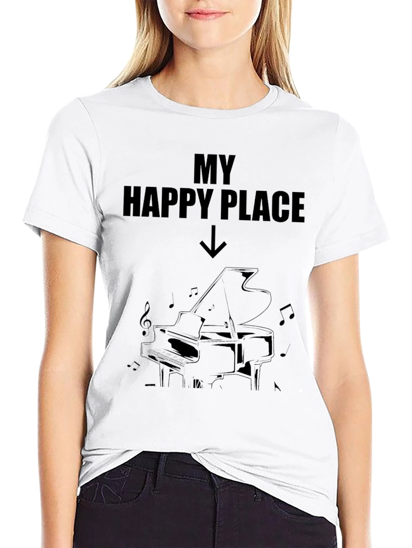 My Happy Place Piano T-Shirt Musician Gift