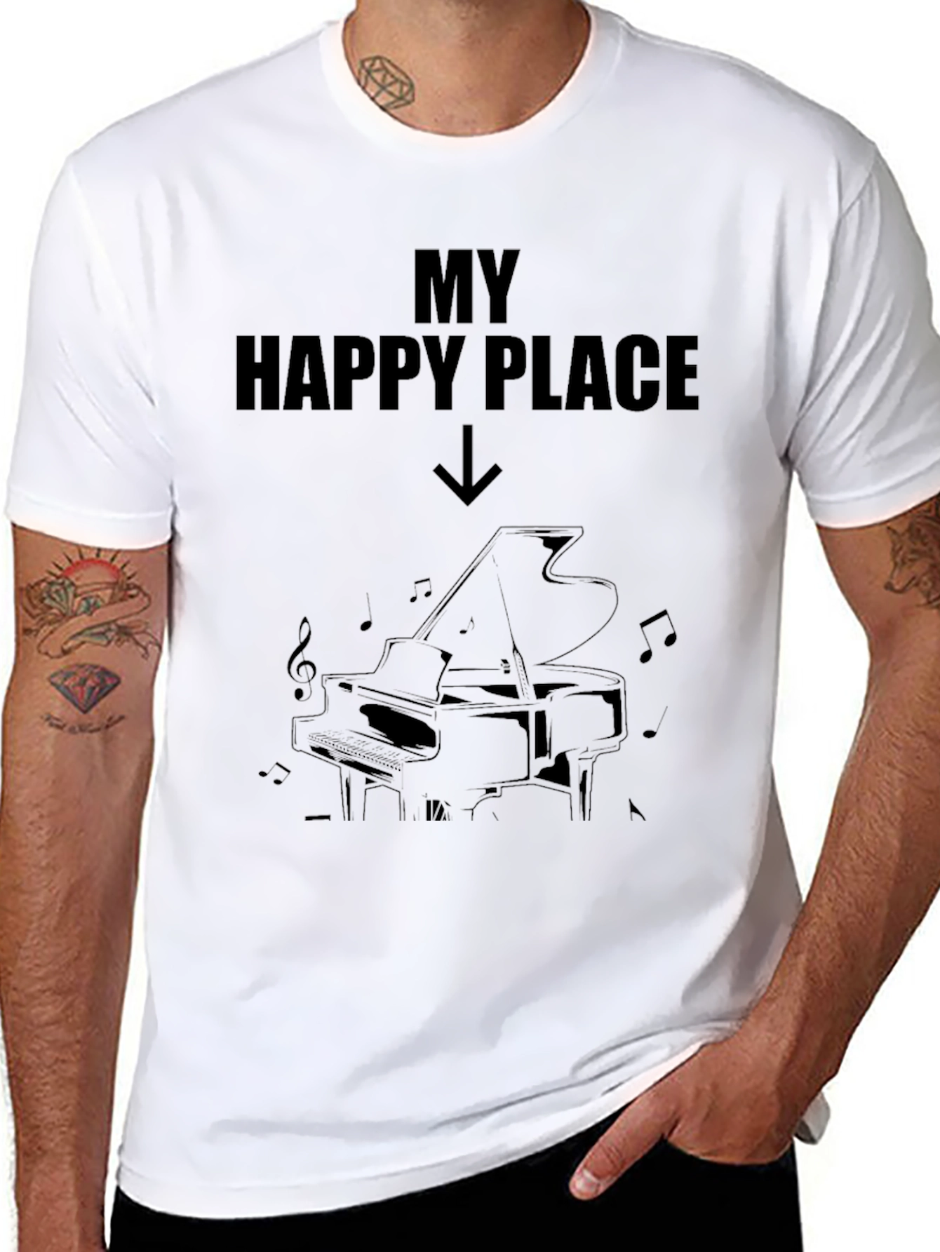 My Happy Place Piano T-Shirt Musician Gift