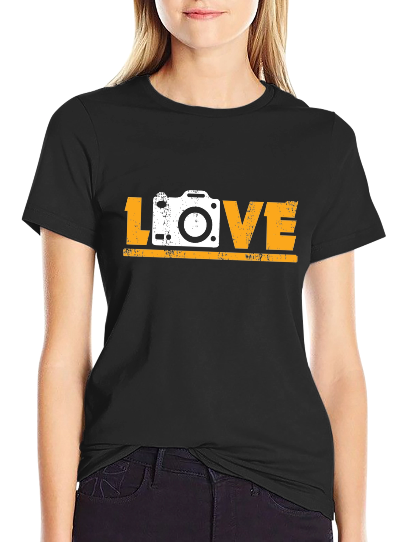 Photographer LOVE Graphic Tee - Black Cotton T-Shirt