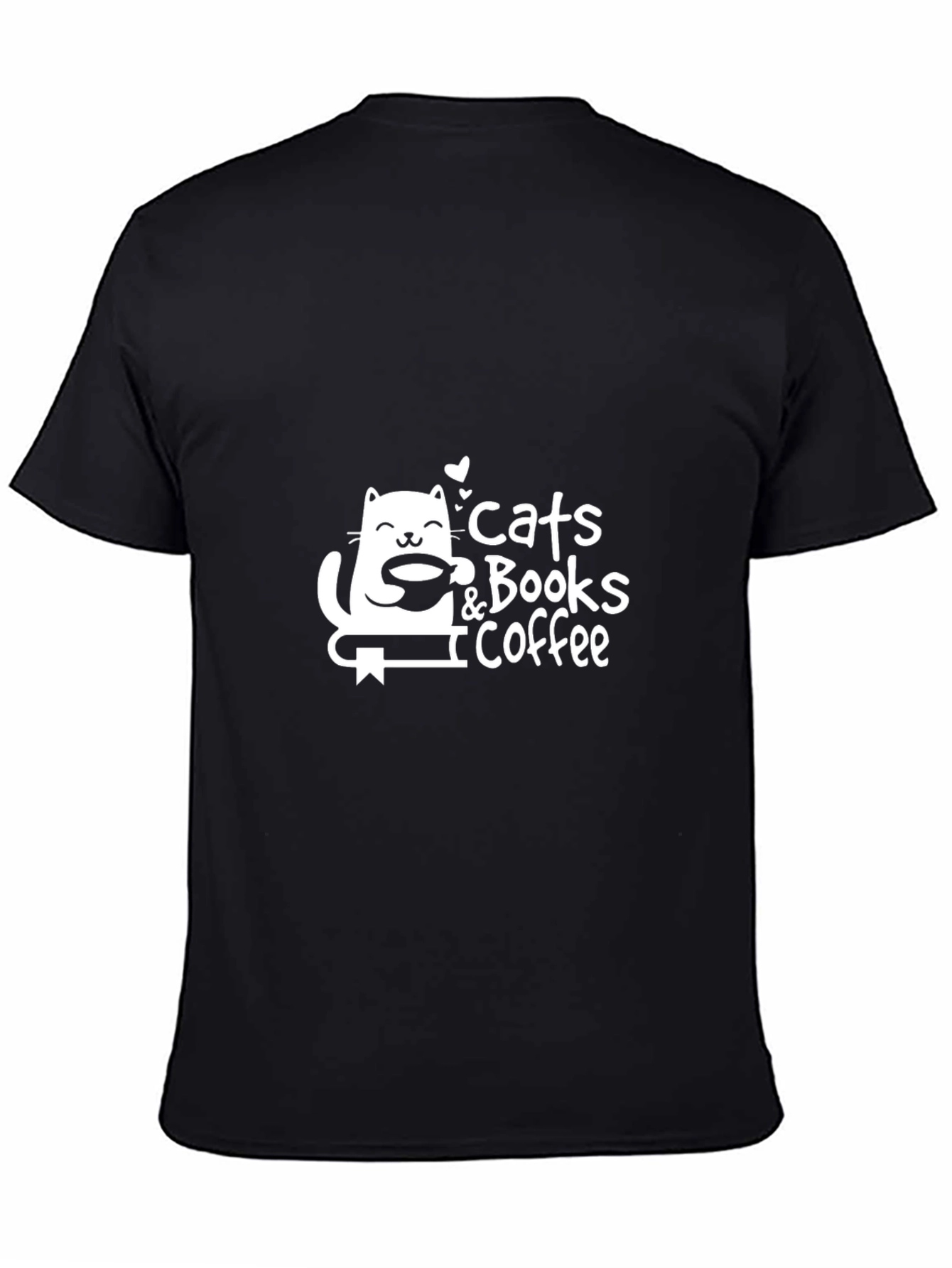 Cats Books & Coffee T-Shirt - Black Graphic Tee