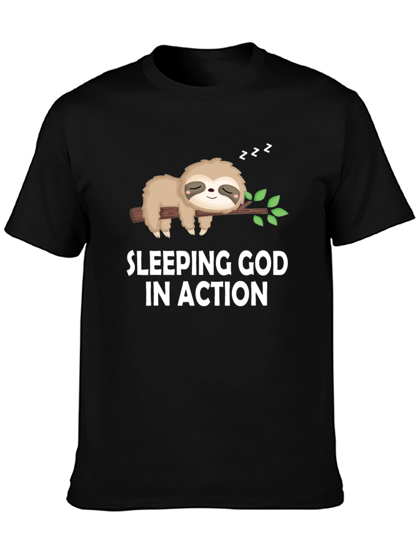 Sleeping God in Action Sloth Graphic Tee