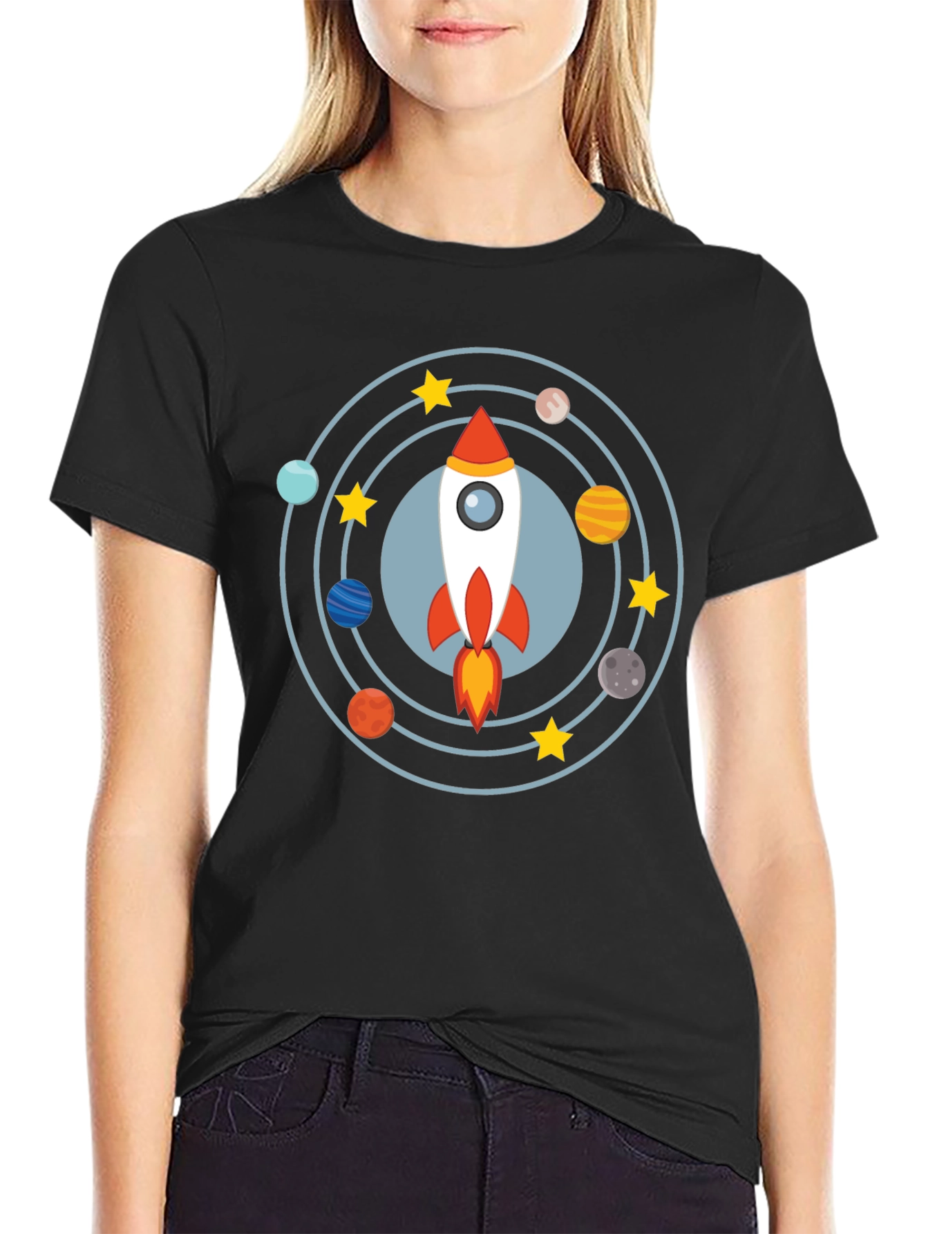 Rocket & Planets Graphic Tee - Space Adventure Shirt