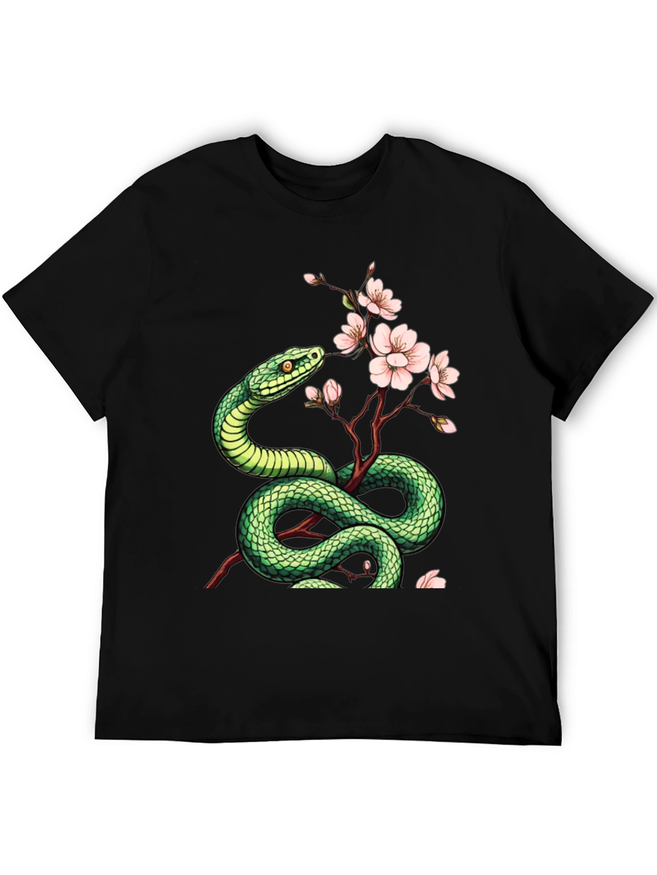 Snake & Blossom Graphic Tee - Artistic Design