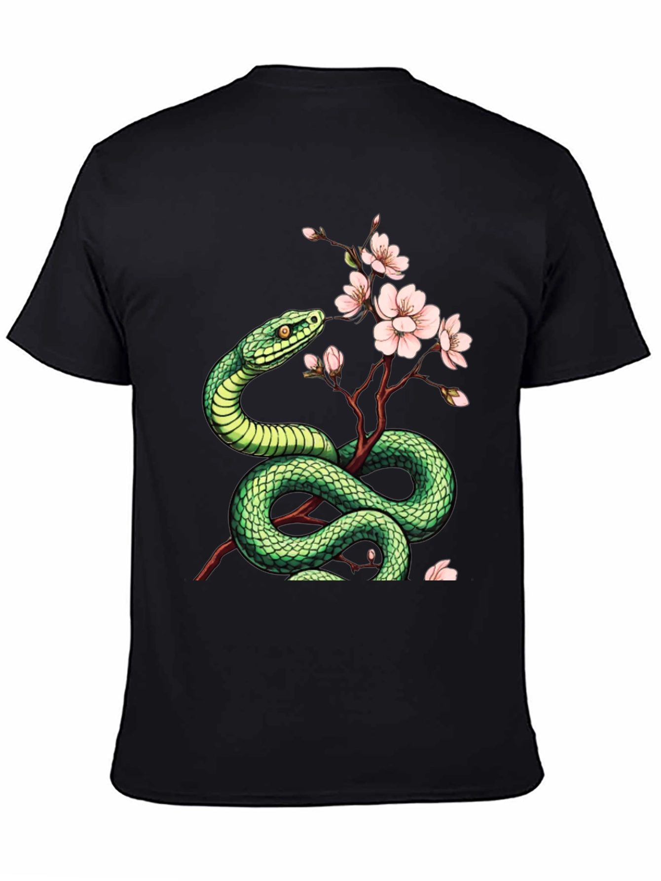 Snake & Blossom Graphic Tee - Artistic Design