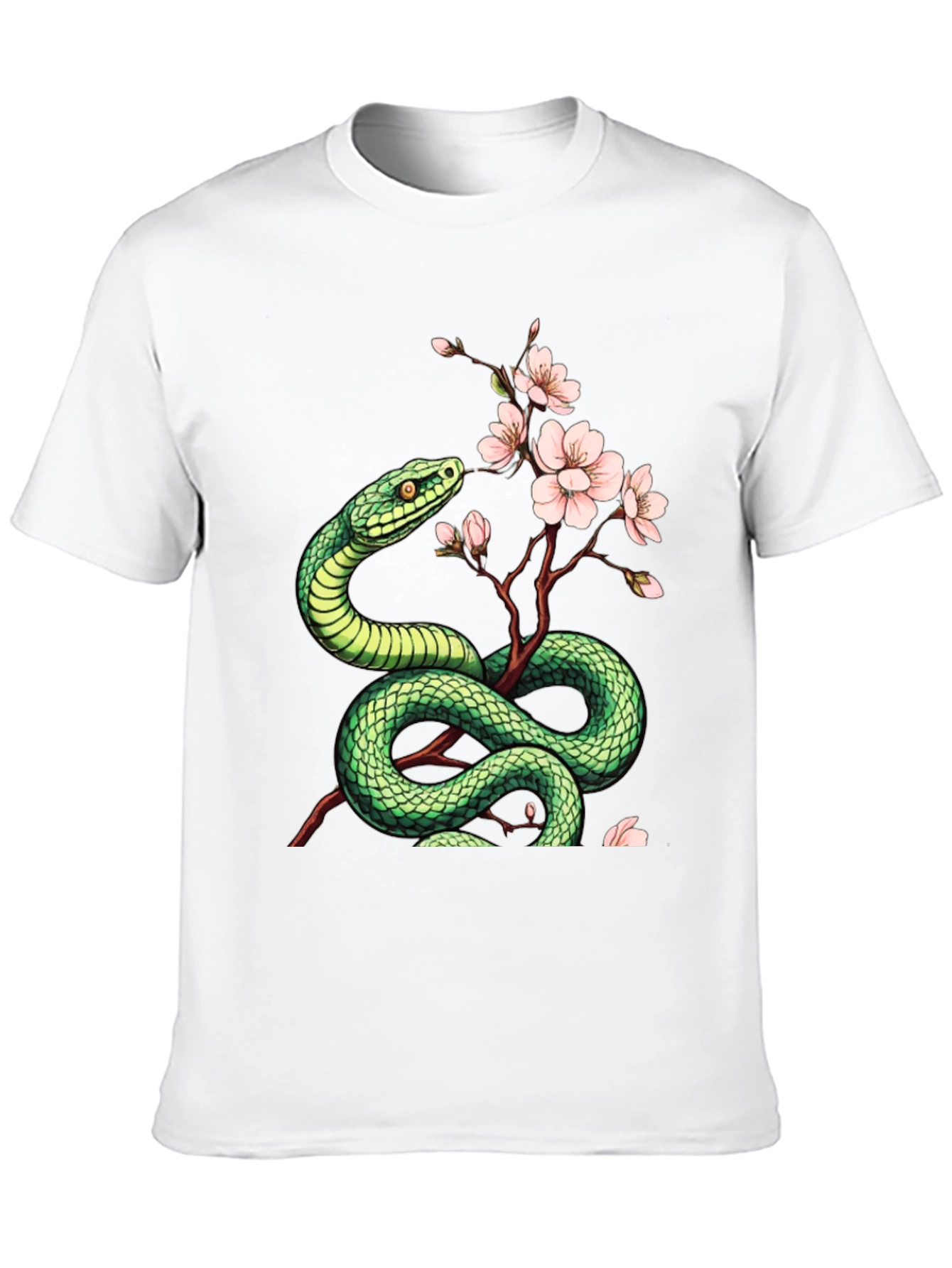 Snake & Blossom Graphic Tee - Artistic Design