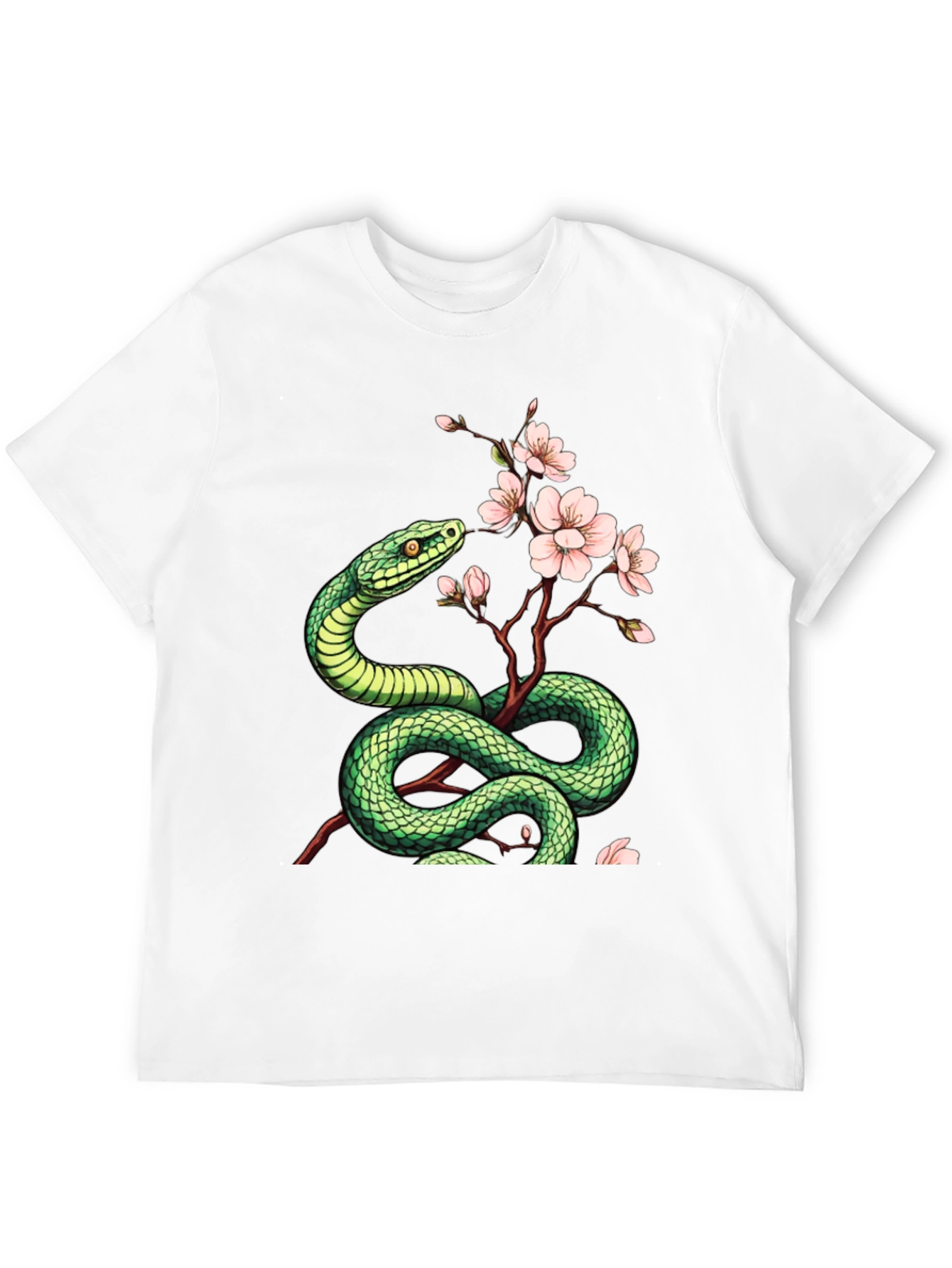 Snake & Blossom Graphic Tee - Artistic Design