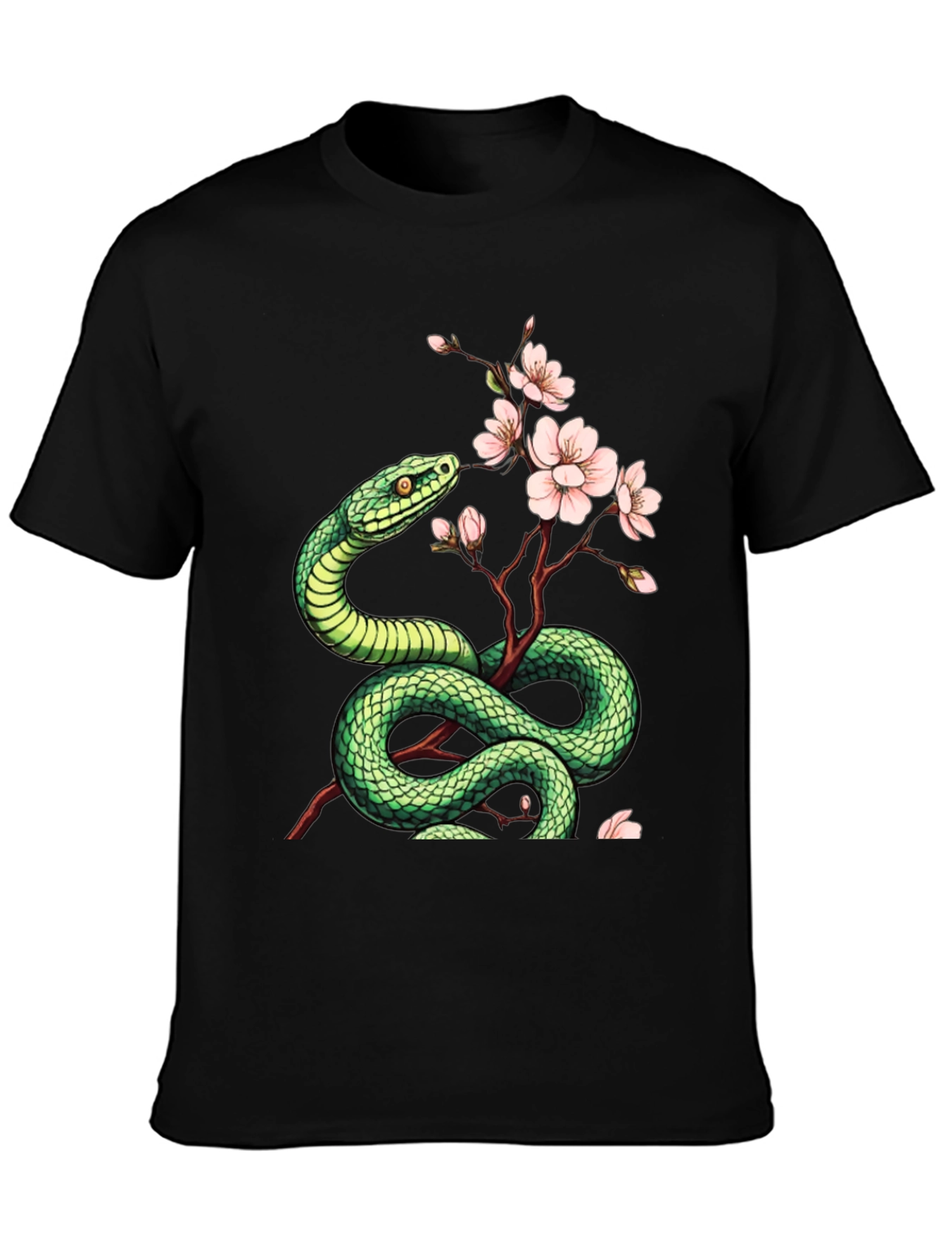 Snake & Blossom Graphic Tee - Artistic Design