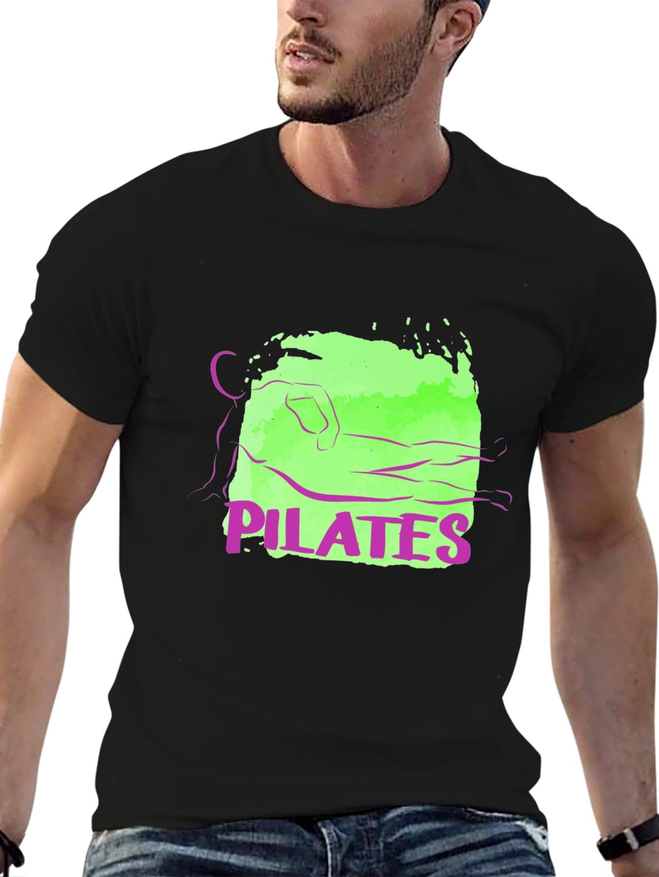 Pilates Graphic Tee - Black Cotton T-Shirt