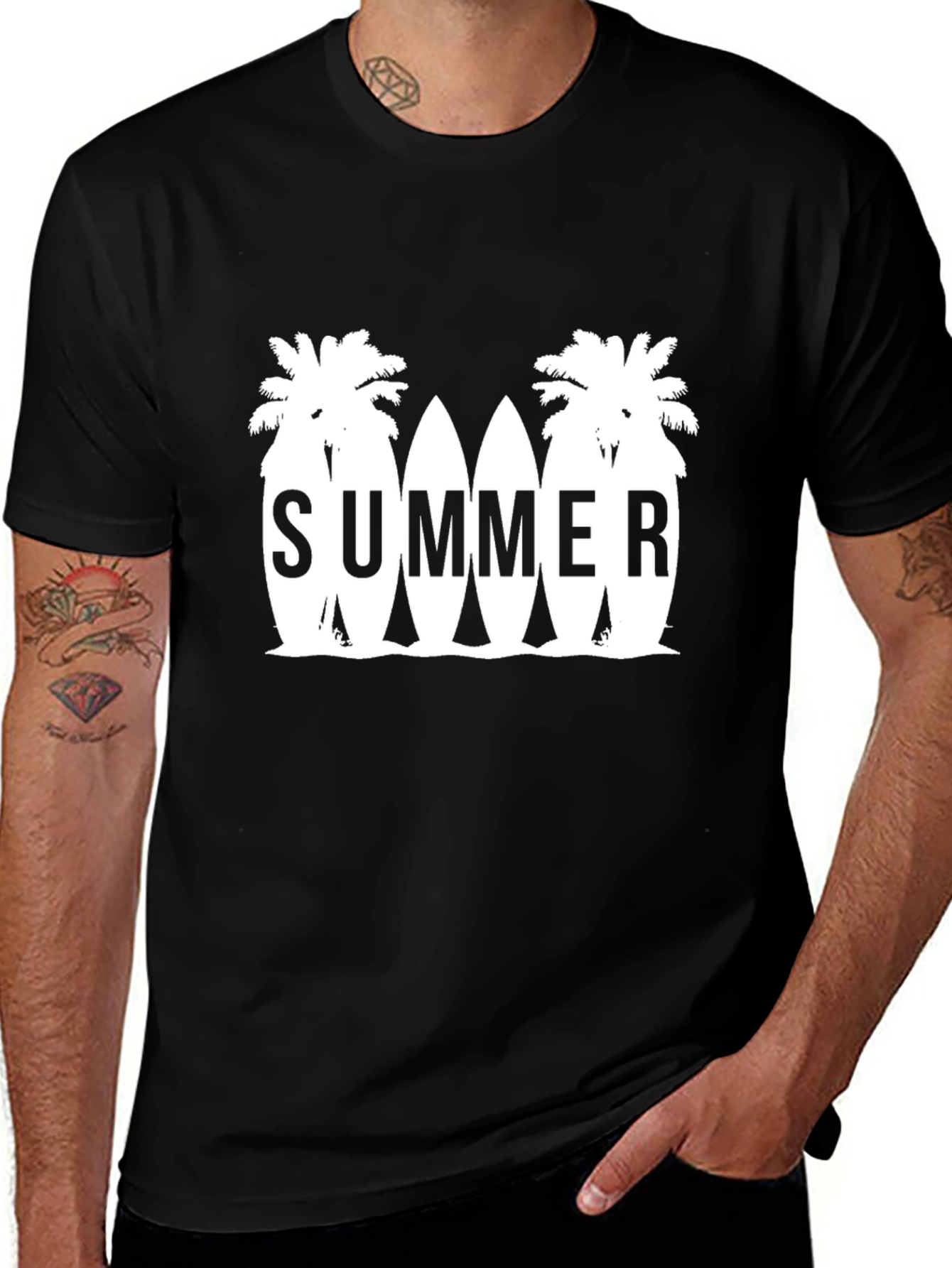 Summer Surfboard T-Shirt - Palm Tree Beach Vibes