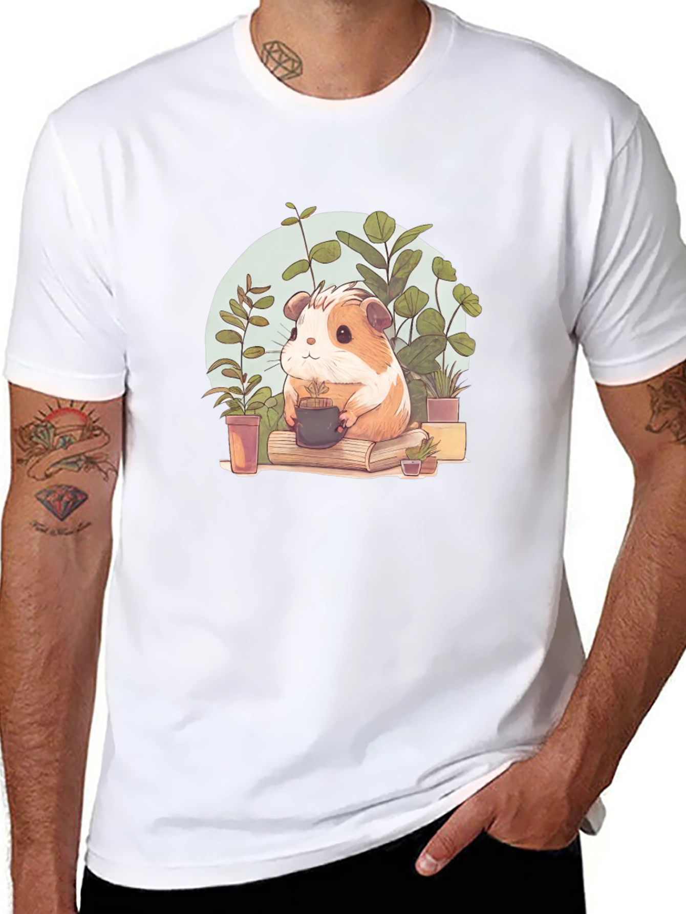 Cute Guinea Pig Gardener Graphic Tee