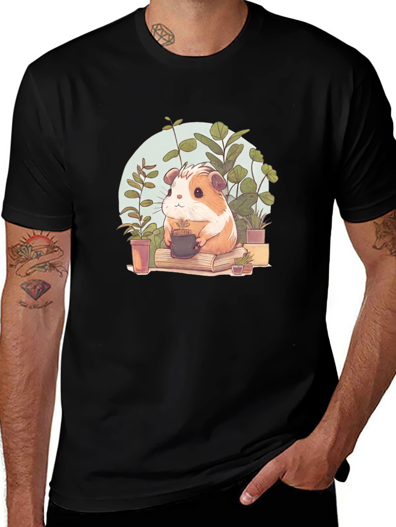 Cute Guinea Pig Gardener Graphic Tee