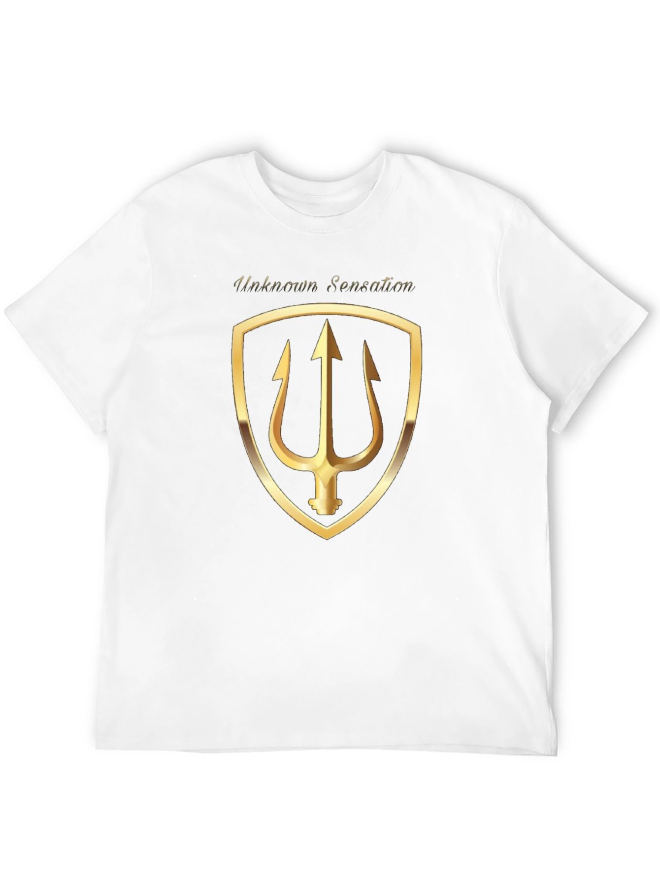 Unknown Sensation Black T-Shirt Gold Trident Shield