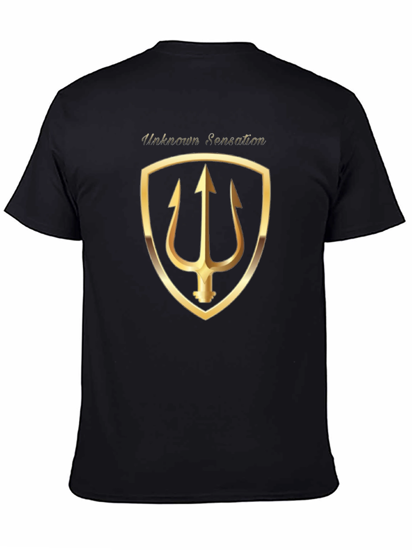 Unknown Sensation Black T-Shirt Gold Trident Shield