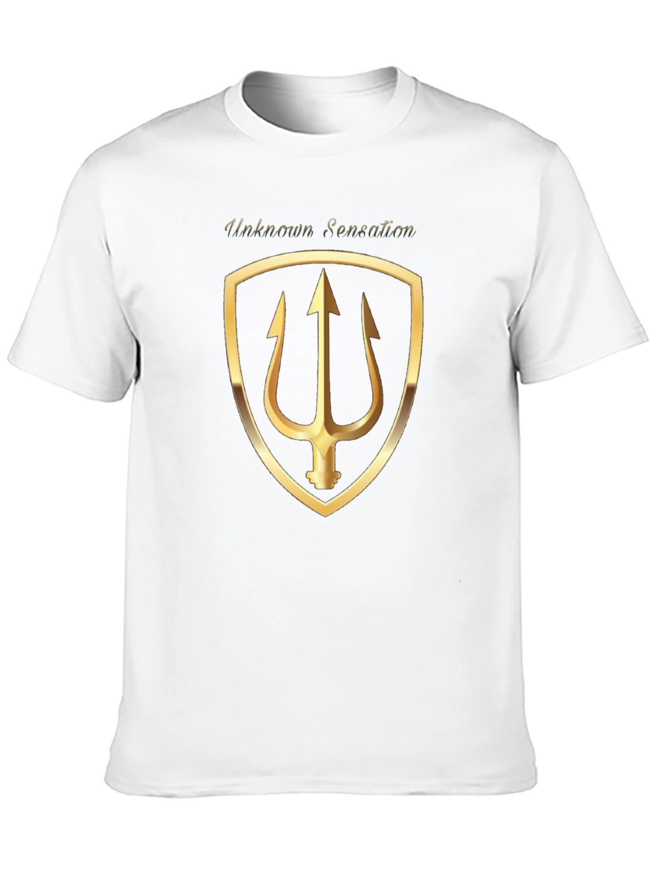 Unknown Sensation Black T-Shirt Gold Trident Shield