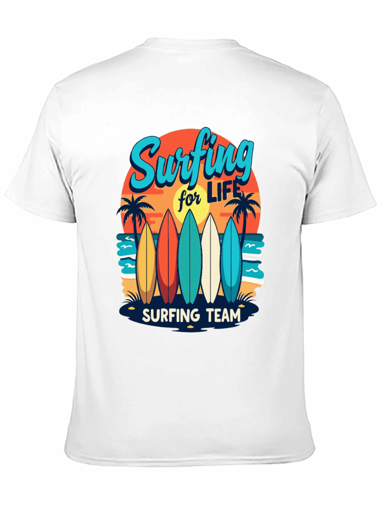 Surfing Team Graphic Tee - Beach Life Shirt