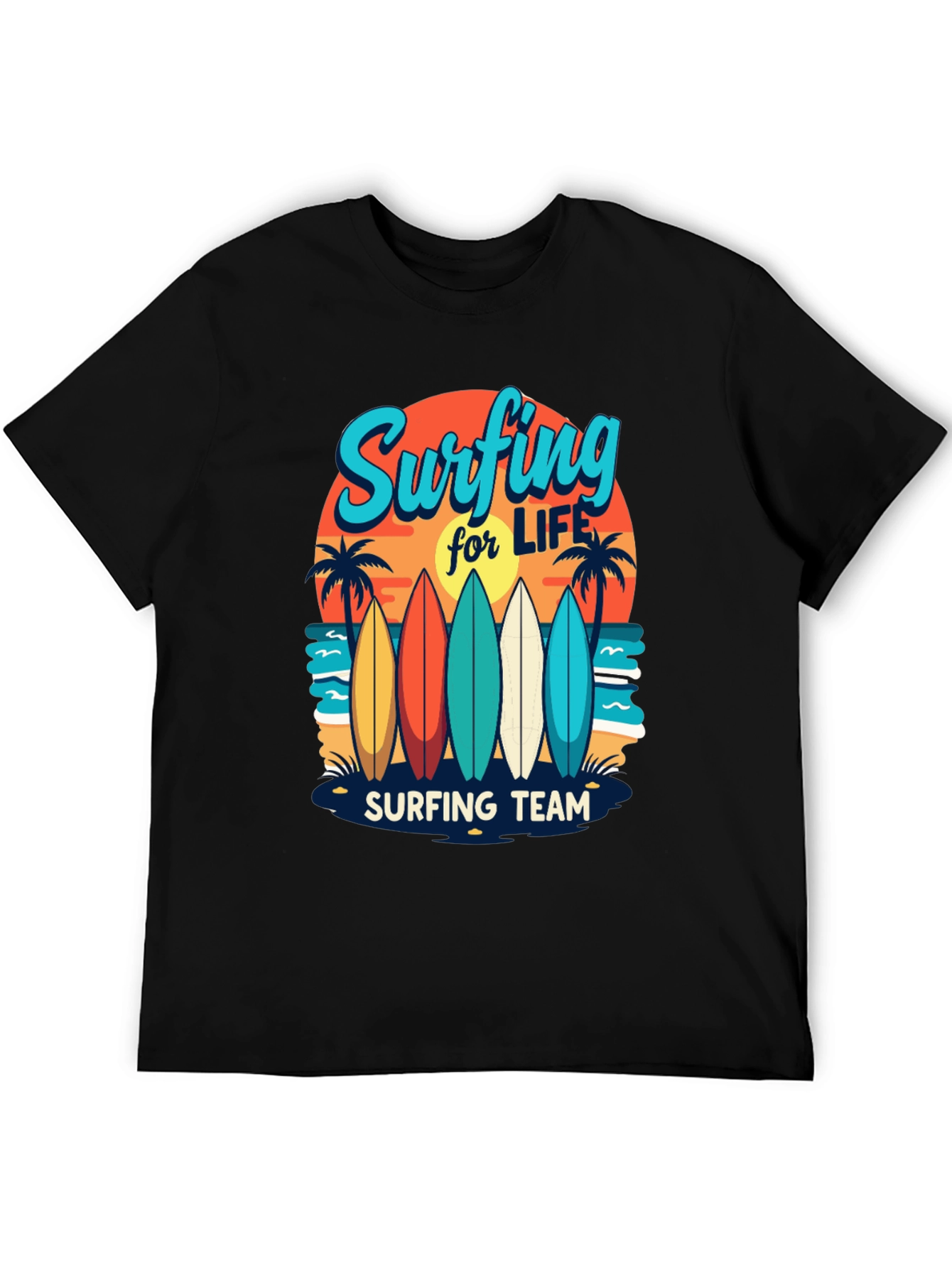 Surfing Team Graphic Tee - Beach Life Shirt
