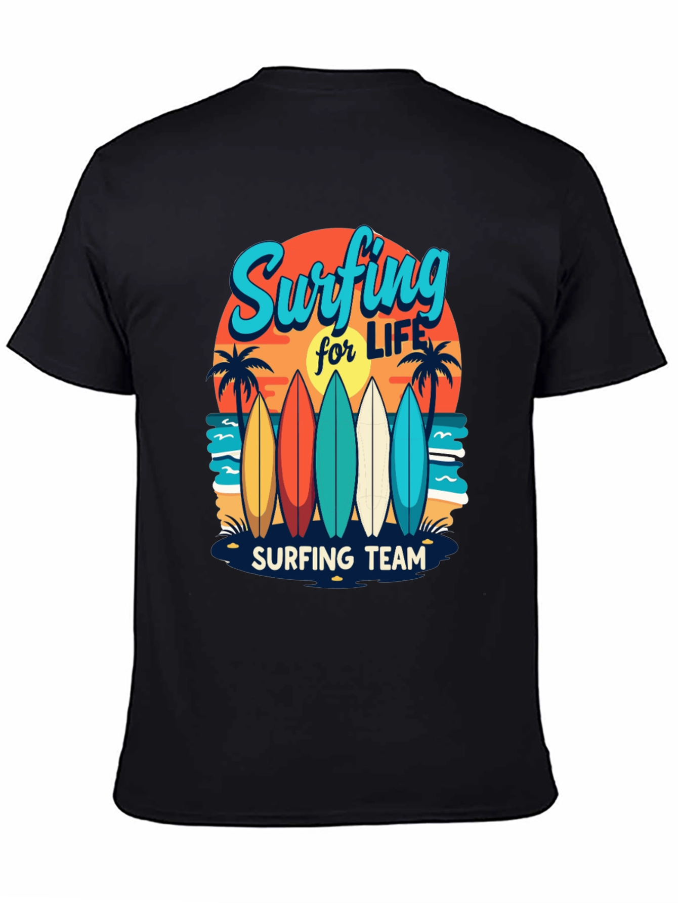 Surfing Team Graphic Tee - Beach Life Shirt