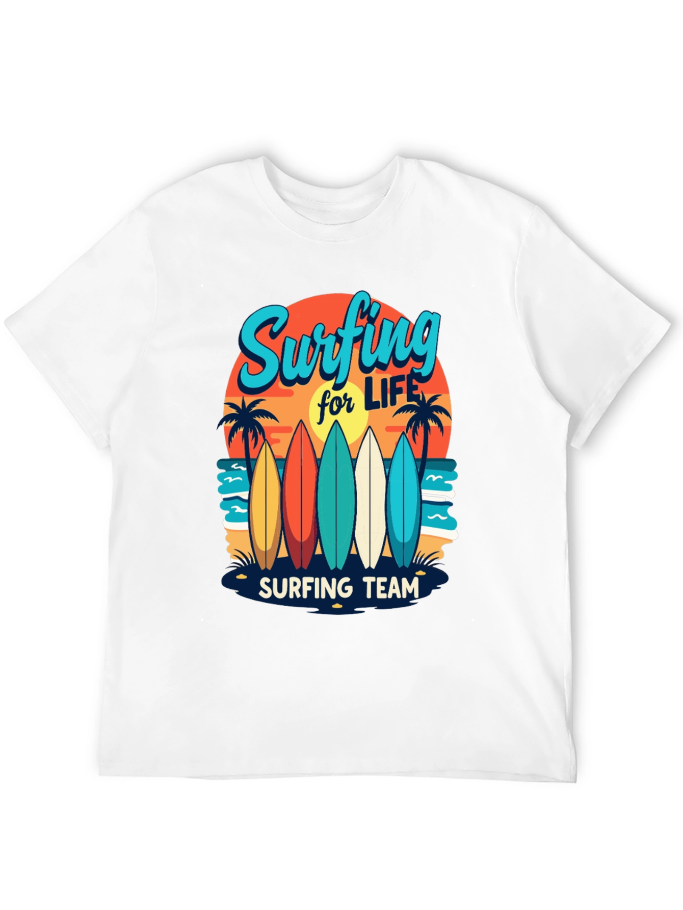 Surfing Team Graphic Tee - Beach Life Shirt