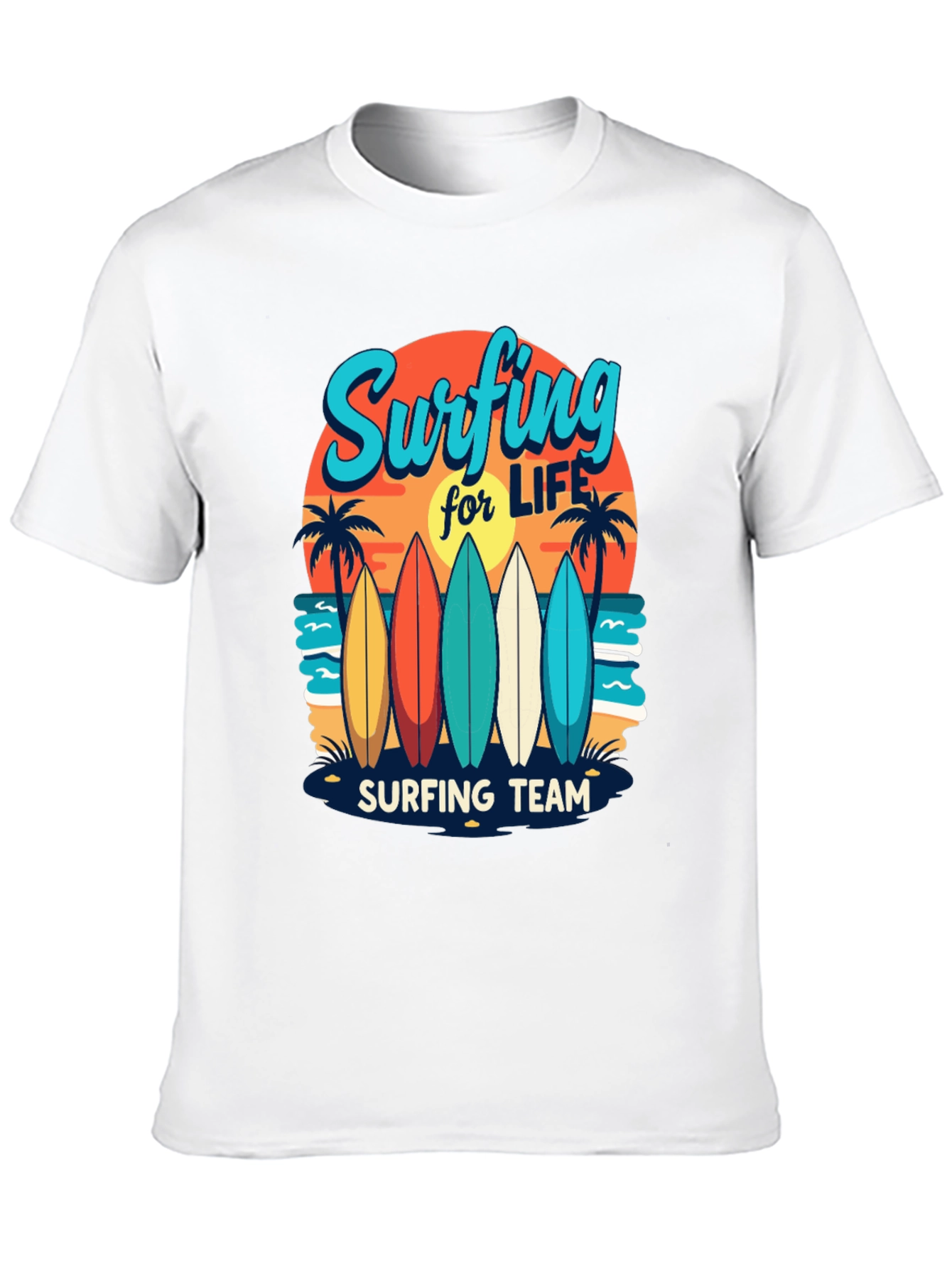 Surfing Team Graphic Tee - Beach Life Shirt