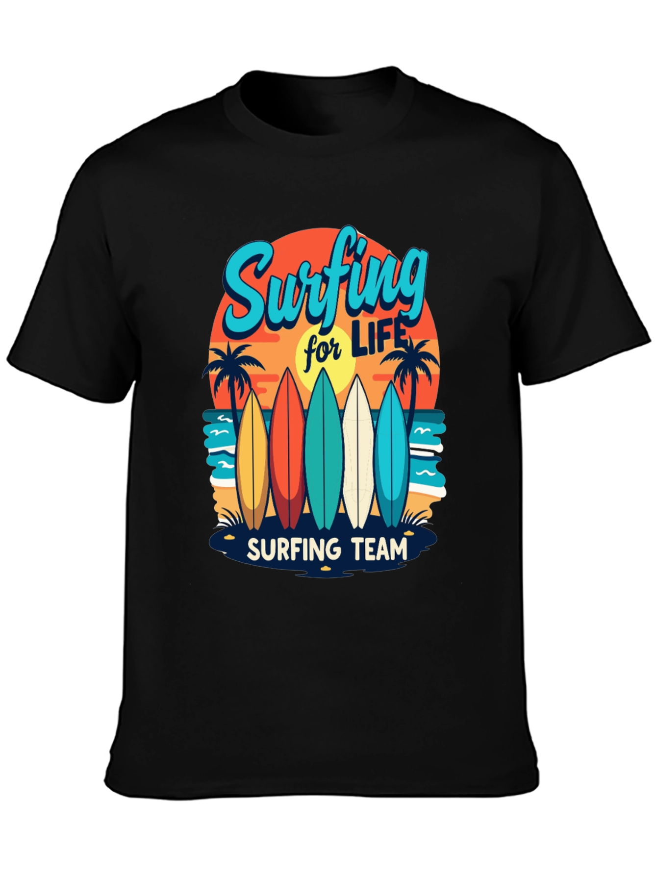 Surfing Team Graphic Tee - Beach Life Shirt