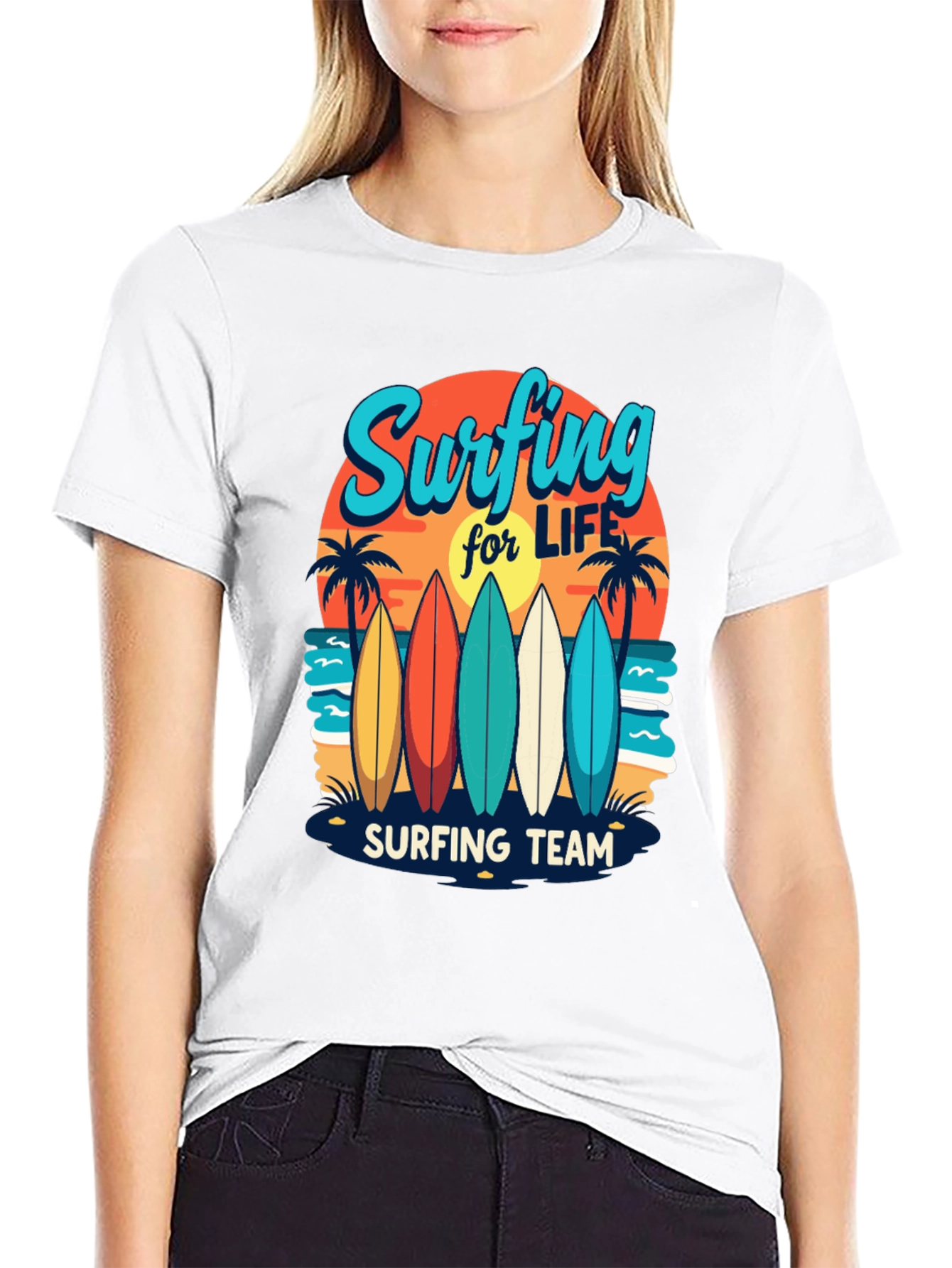 Surfing Team Graphic Tee - Beach Life Shirt