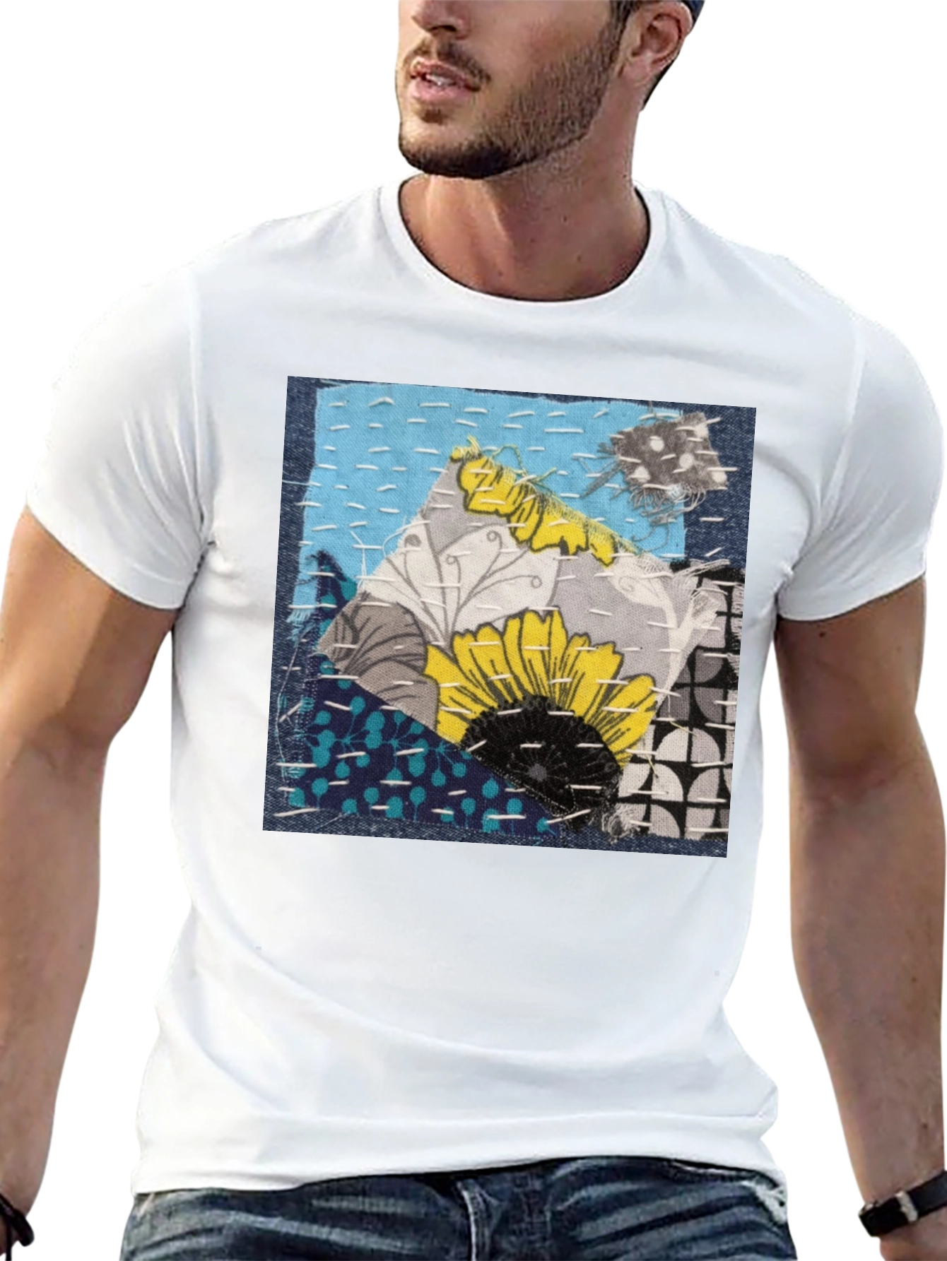 Sunflower Patchwork Graphic T-Shirt
