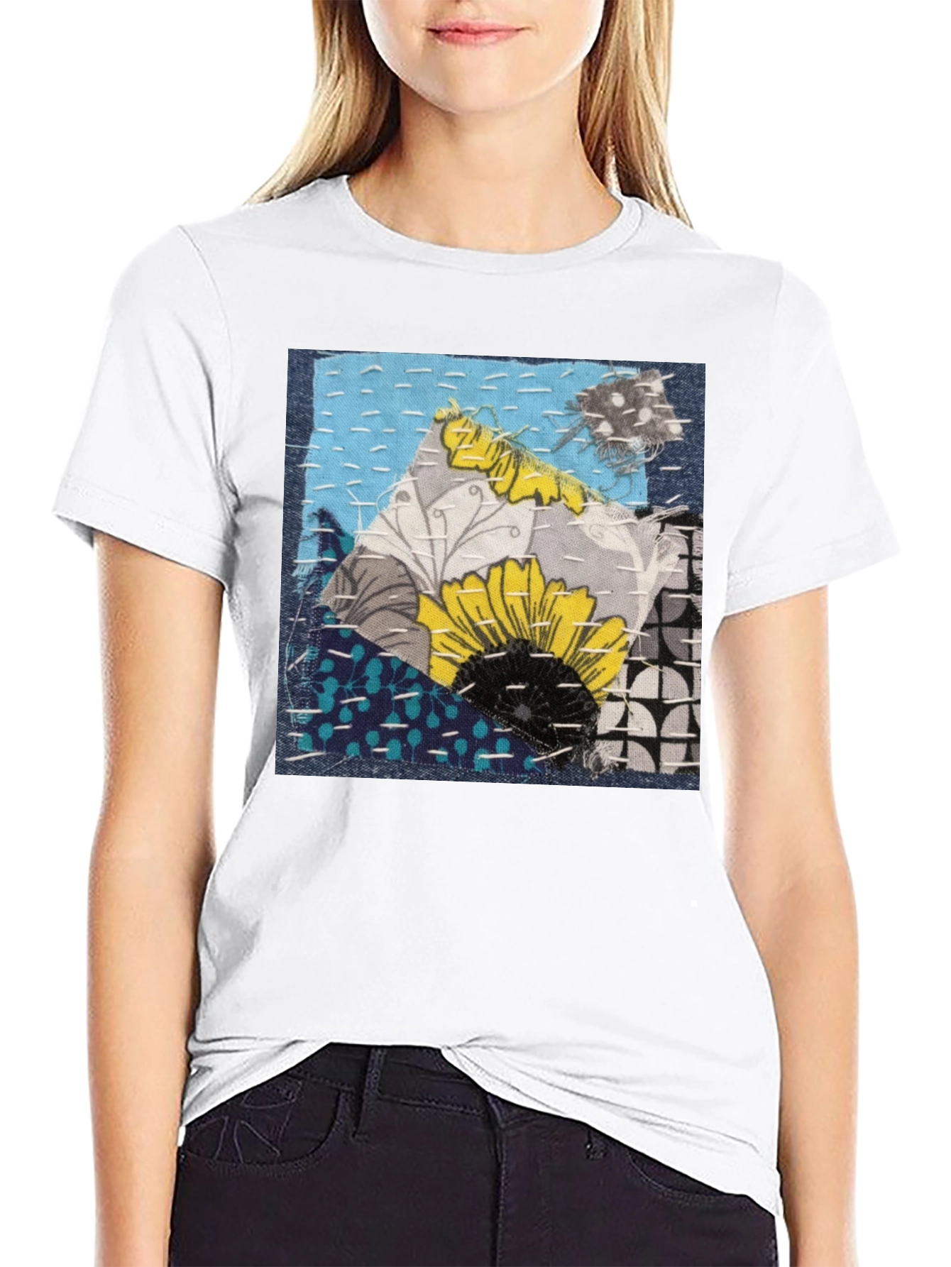 Sunflower Patchwork Graphic T-Shirt