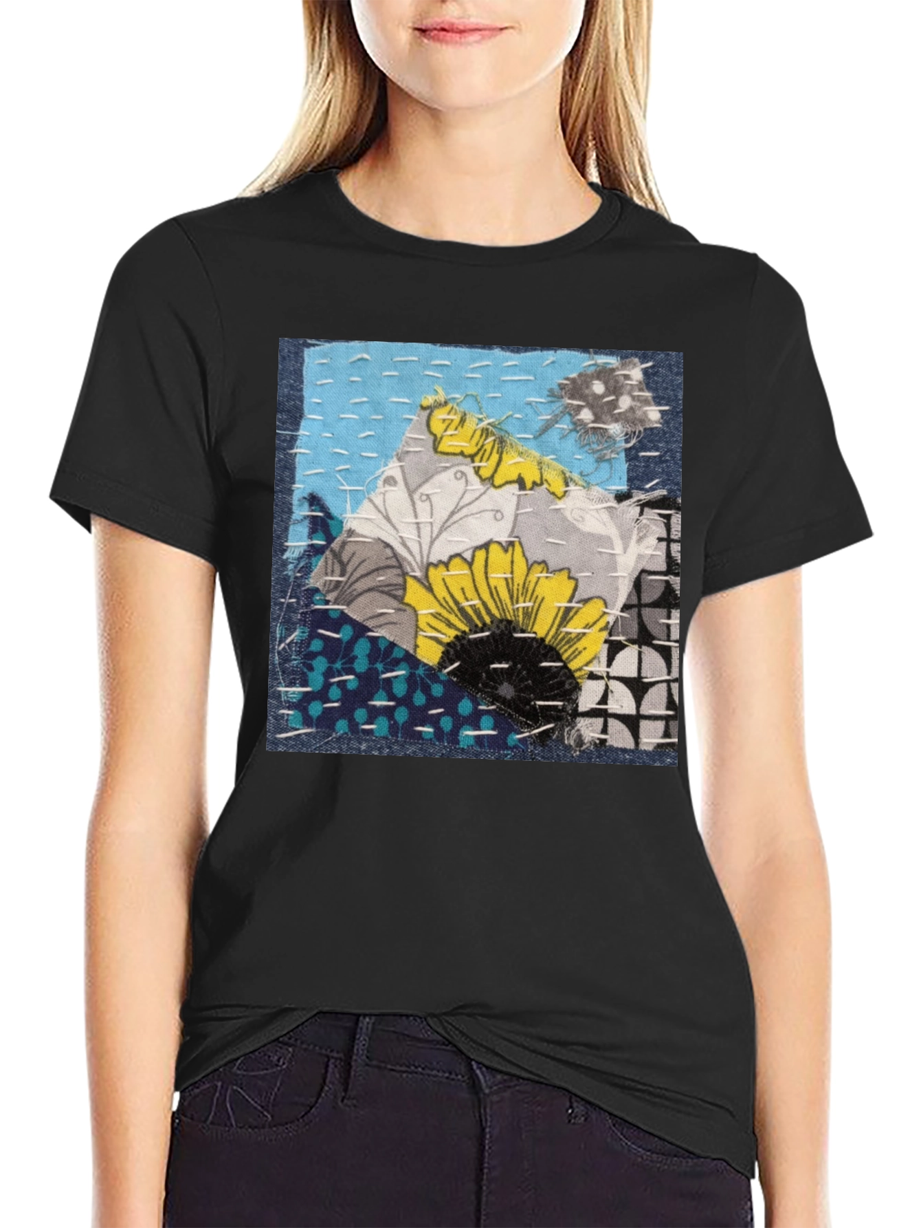 Sunflower Patchwork Graphic T-Shirt