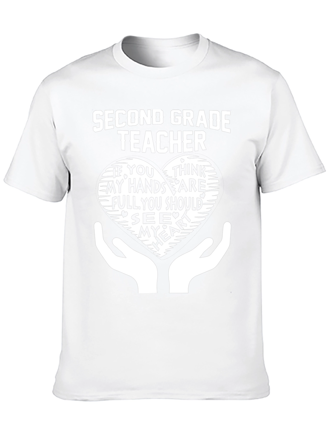 Second Grade Teacher Heart Hands Graphic T-Shirt